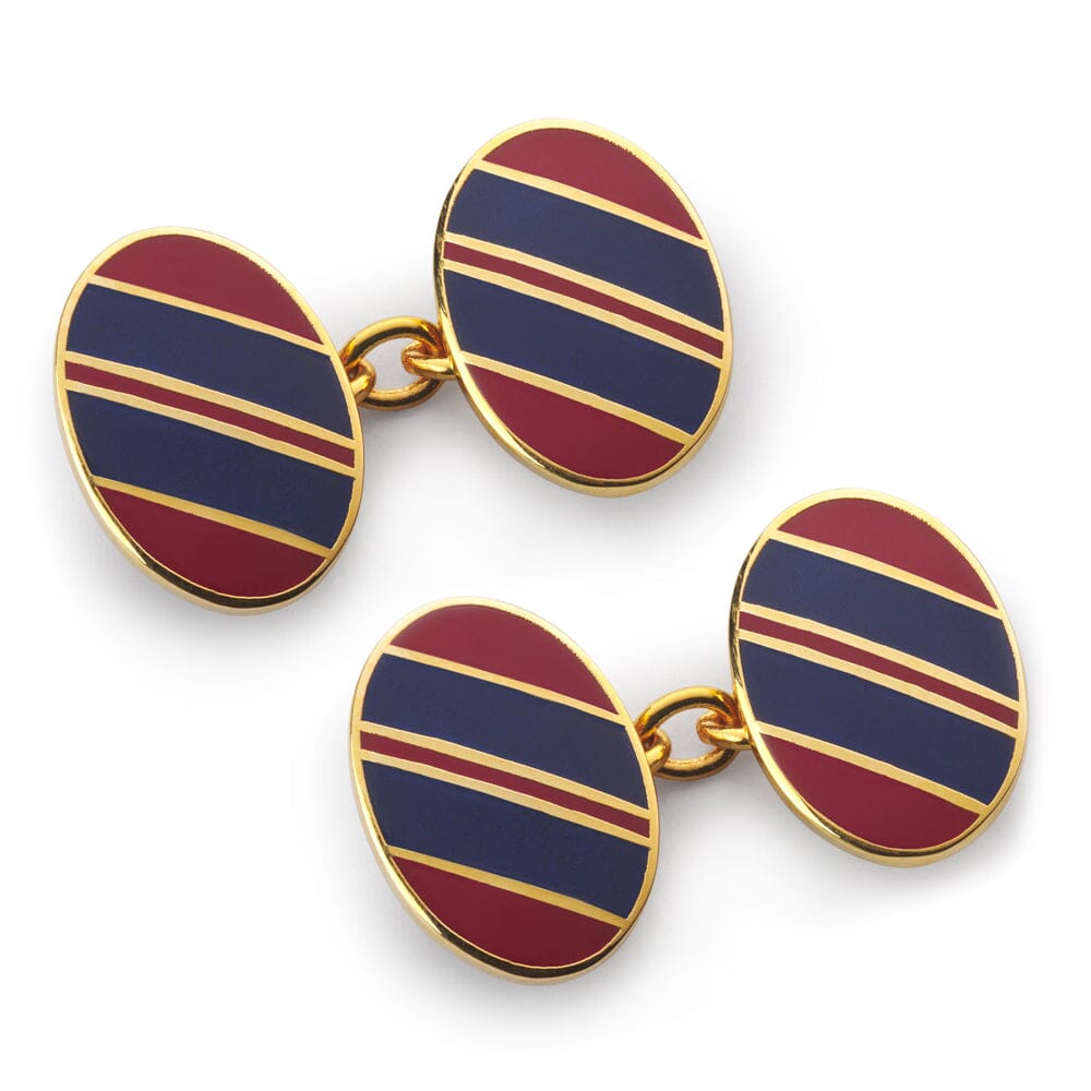 Wide Stripe Chain Cufflinks In Blue And Red Cufflinks Benson & Clegg 