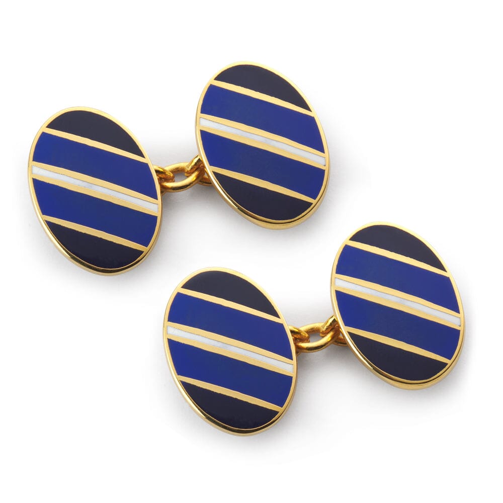 Stripe Chain Cufflinks In Blue And White Cufflinks Benson & Clegg 