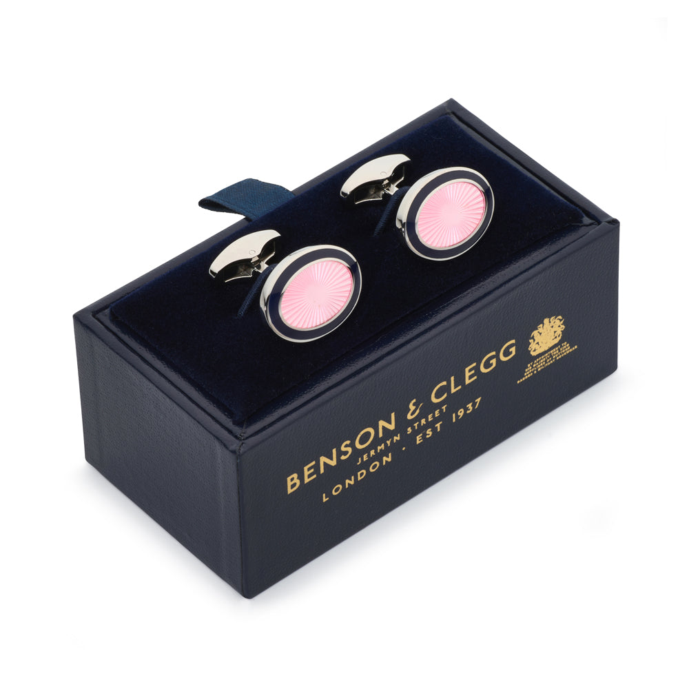 Sunburst Enamel Cufflinks In Pink Bloom