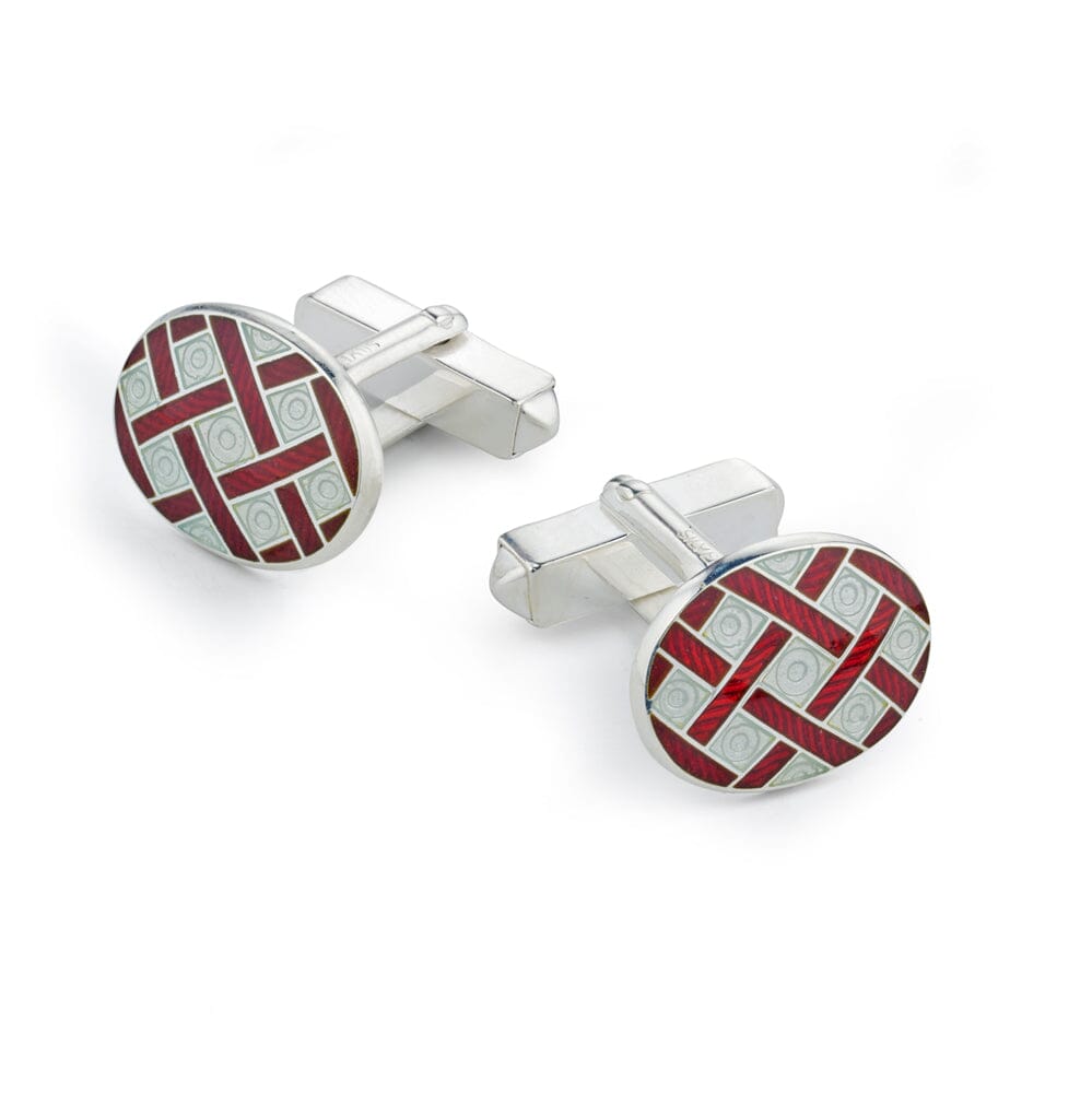 Weave Sterling Silver Cufflinks In Cream Cufflinks Benson & Clegg 