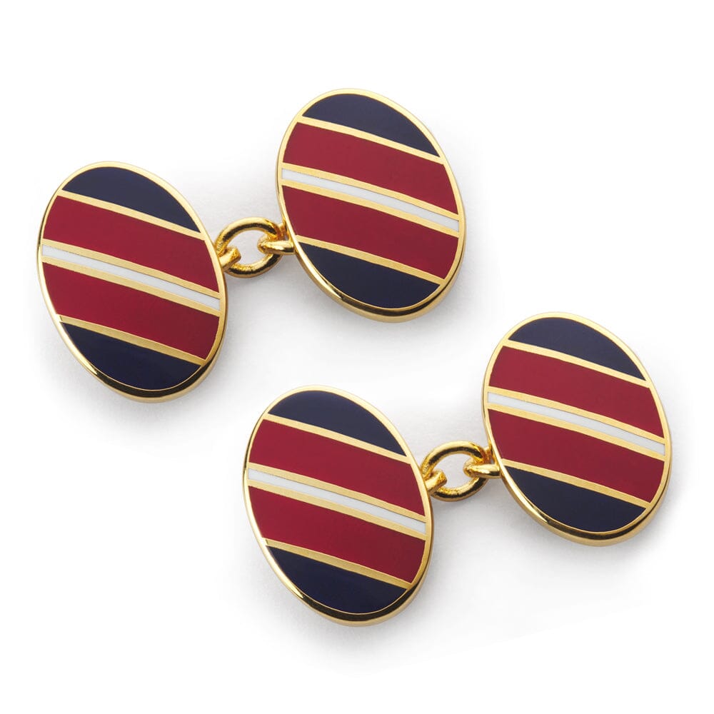 Wide Stripe Chain Cufflinks In Navy And Red Cufflinks Benson & Clegg 