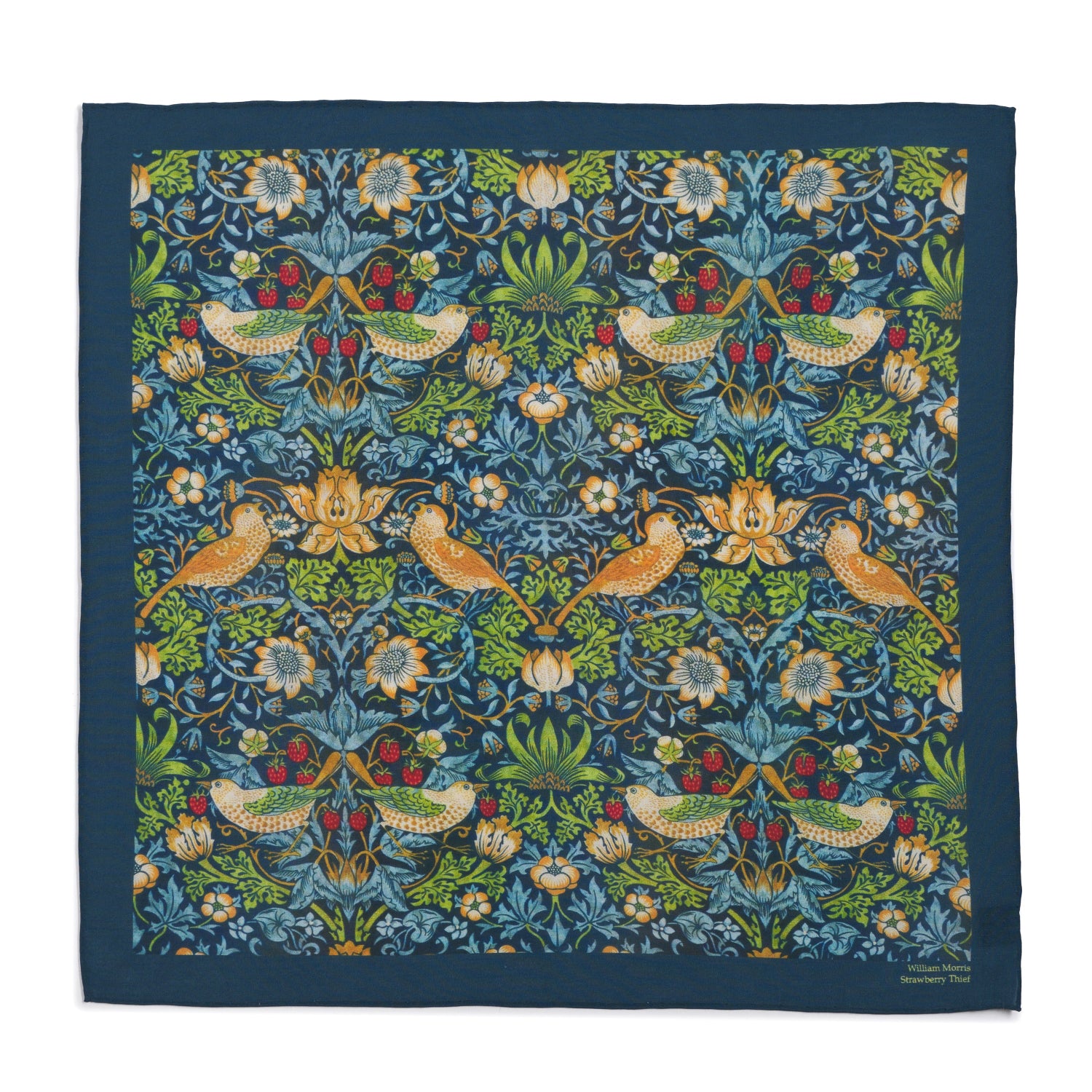 William Morris 'Strawberry Thief' Silk Pocket Square In Navy