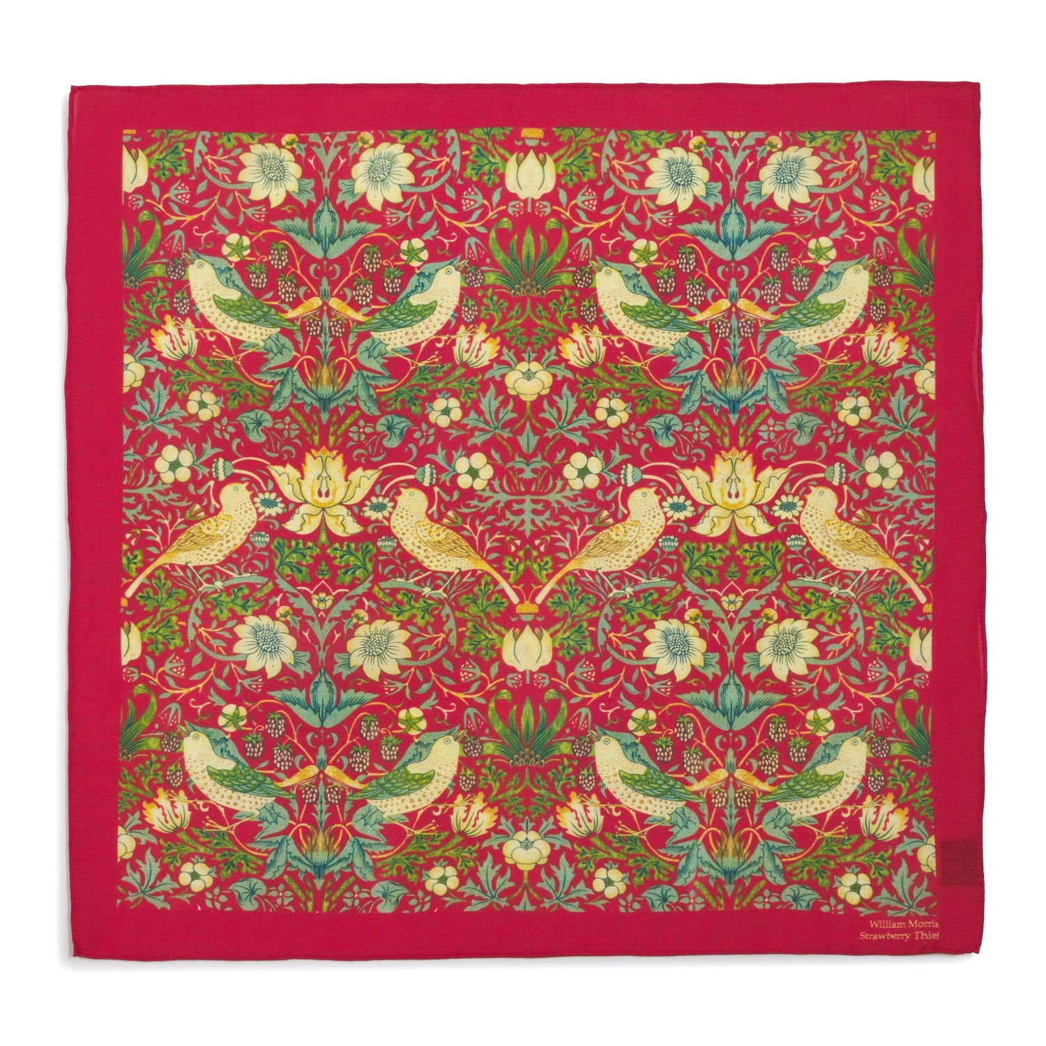 William Morris 'Strawberry Thief' Silk Pocket Square In Red
