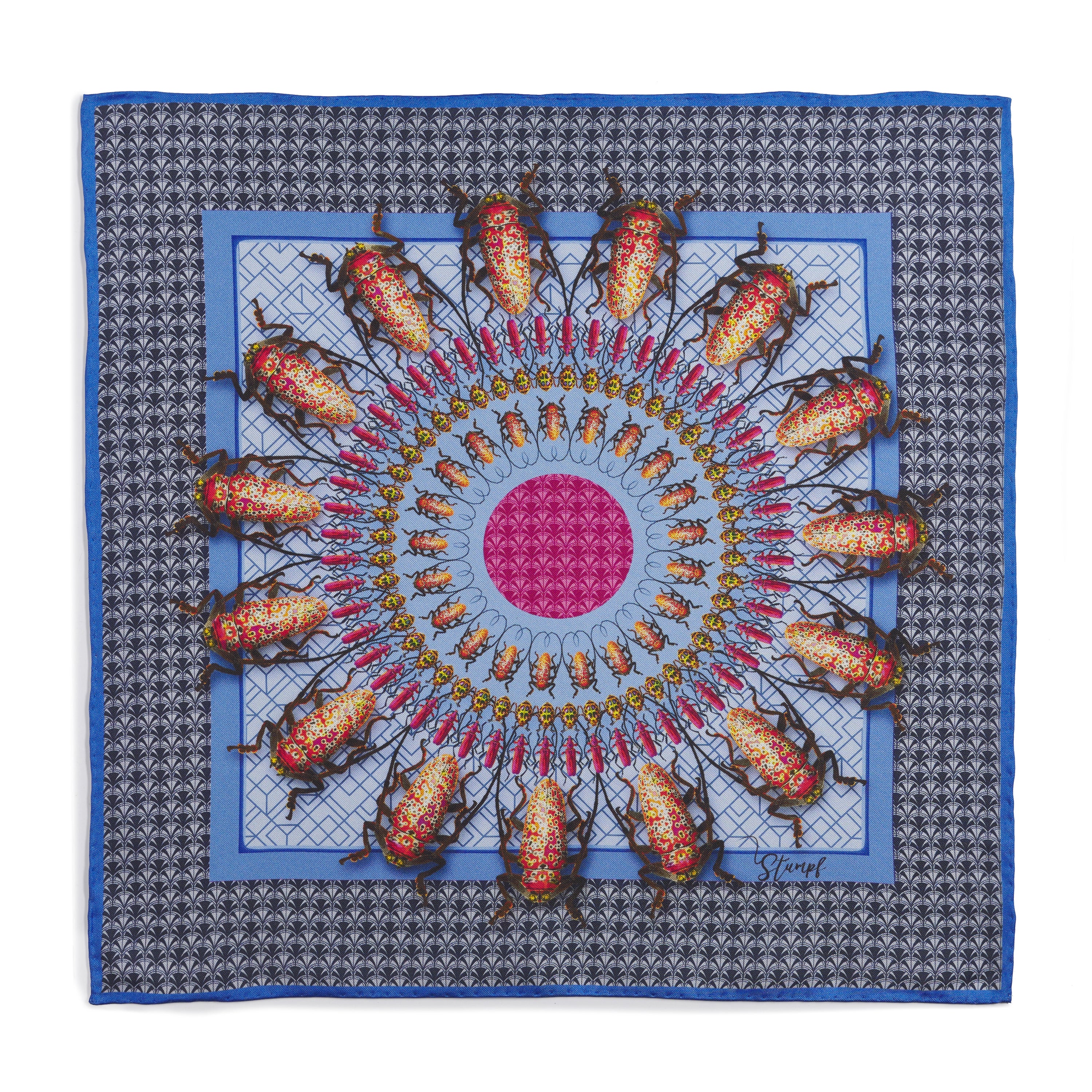 Beetle Parade Sky Pocket Square