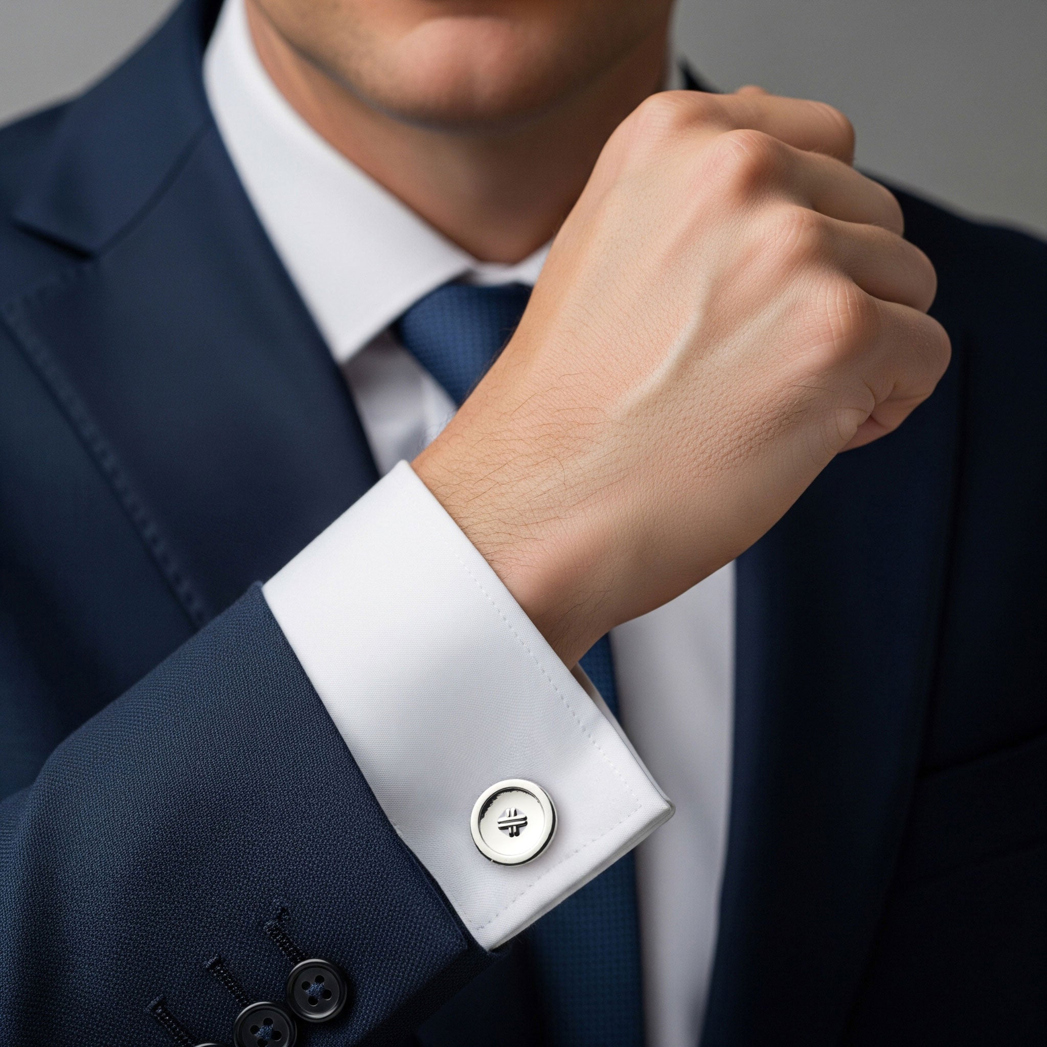 Button Cufflinks In Sterling Silver