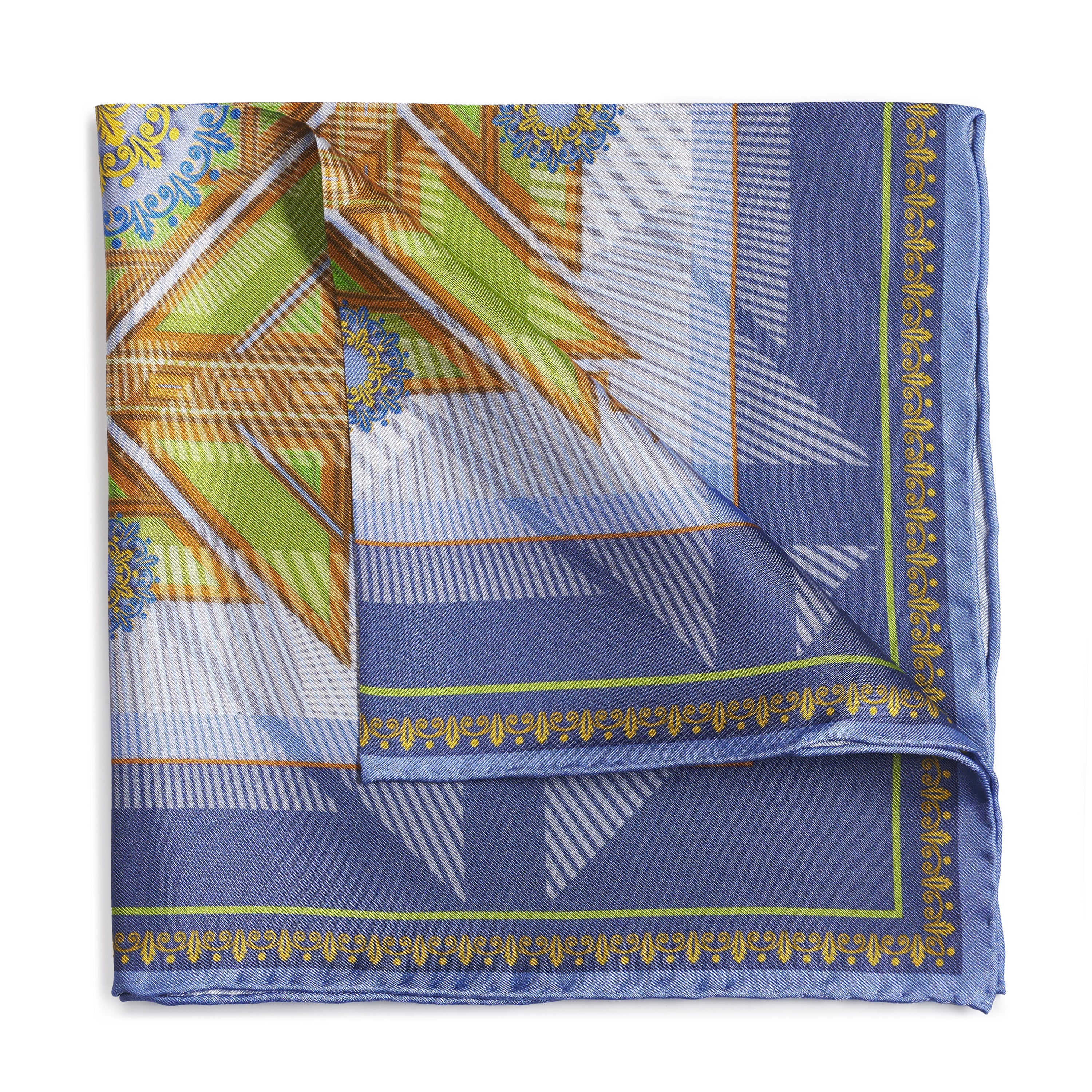 Edinburgh Saltire Waverley Blue Pocket Square - Luxury handcrafted silk pocket square by Benson & Clegg