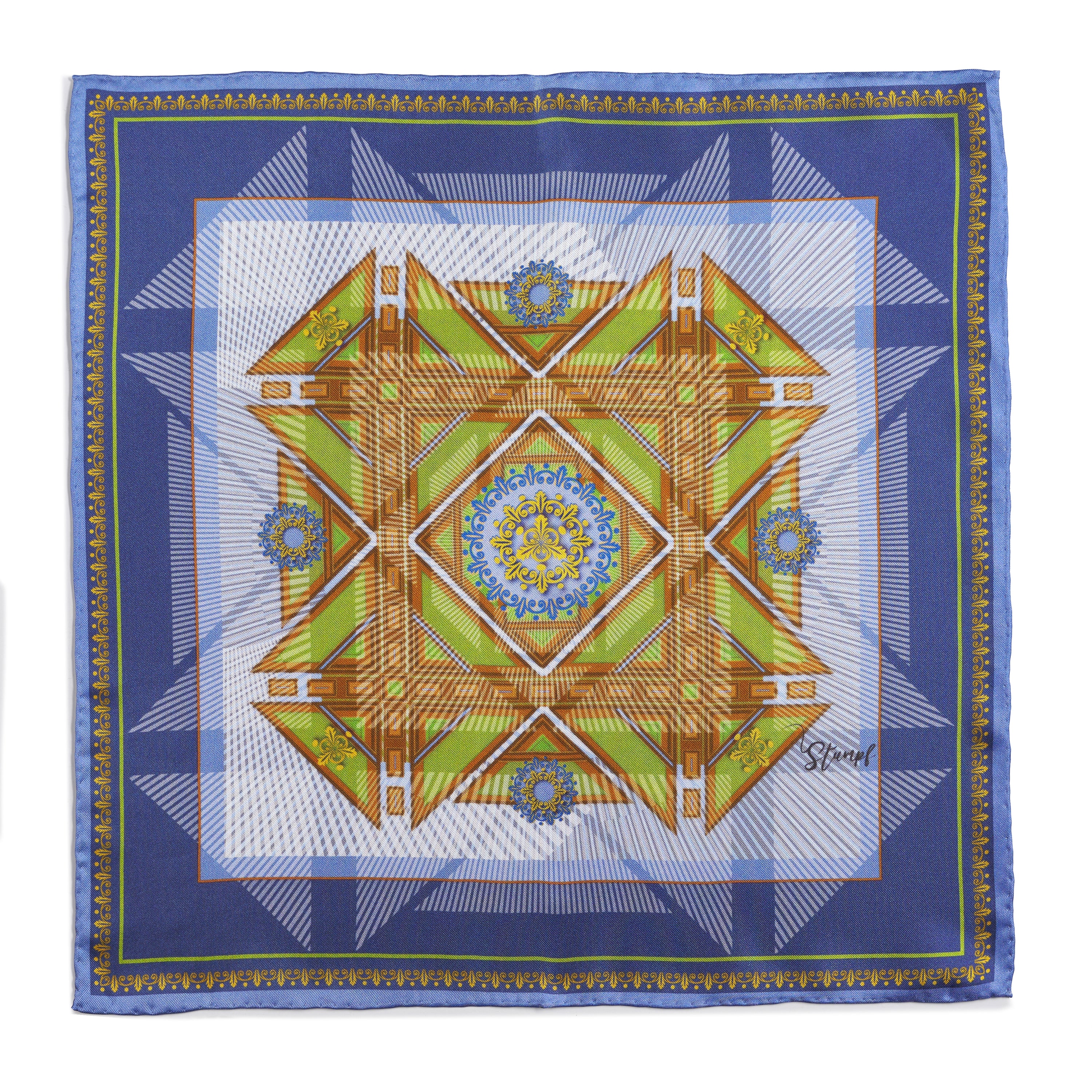 Edinburgh Saltire Waverley Blue Pocket Square