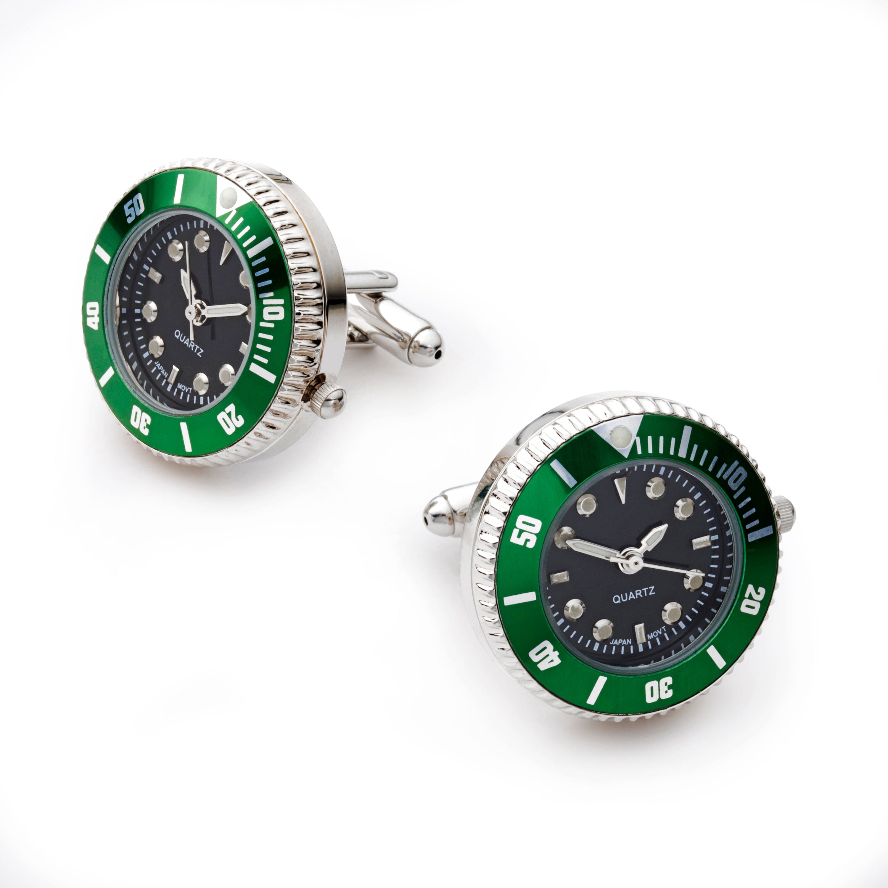 Working Watch Cufflinks In Green Cufflinks Benson & Clegg 