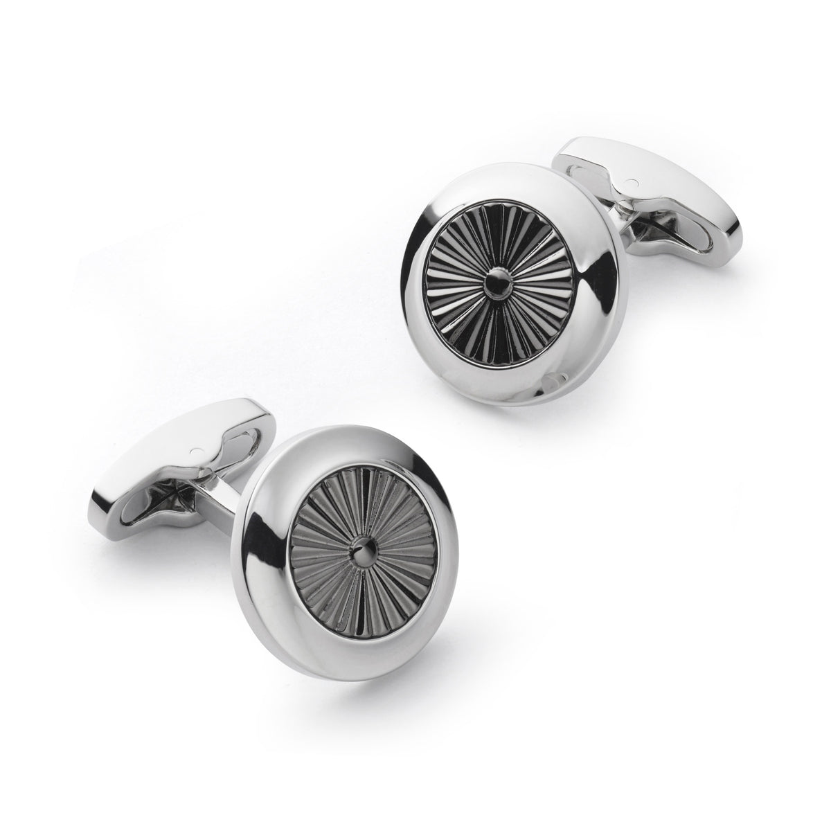 Turbine Cufflinks In Gun Metal | Luxury Formalwear by Benson & Clegg