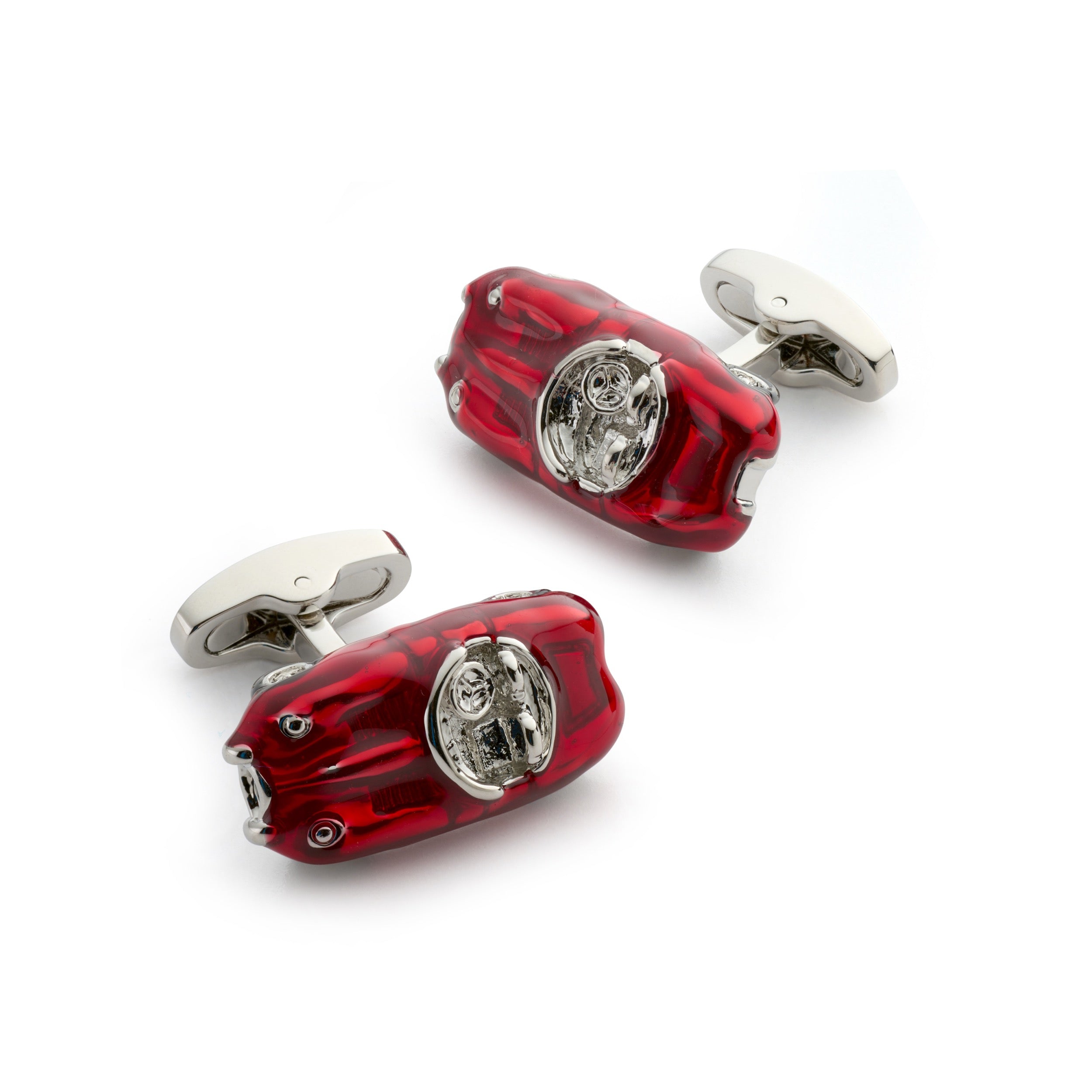 Crimson racer cufflinks with red enamel finish