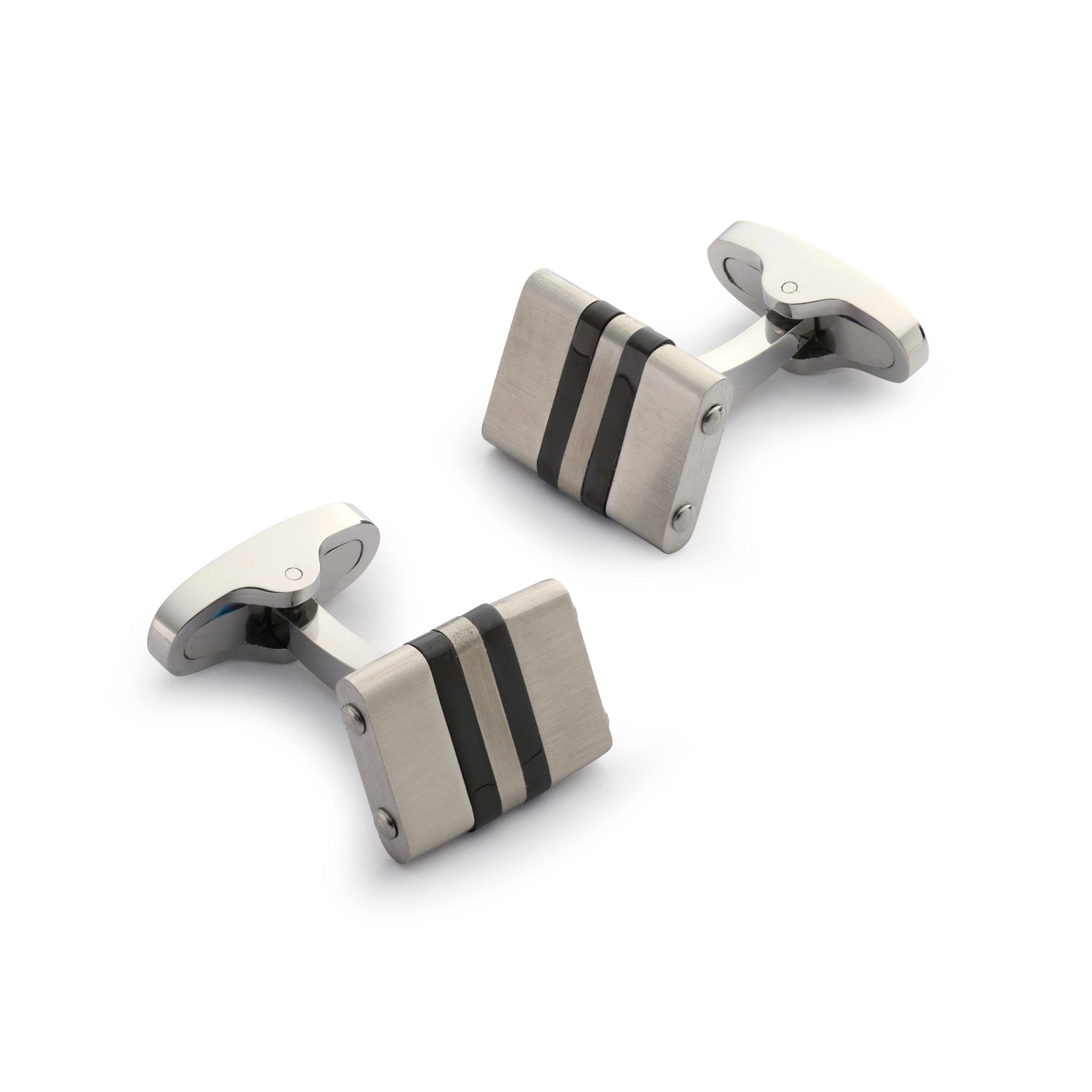 Stratos Cufflinks in Steel & Onyx cufflinks