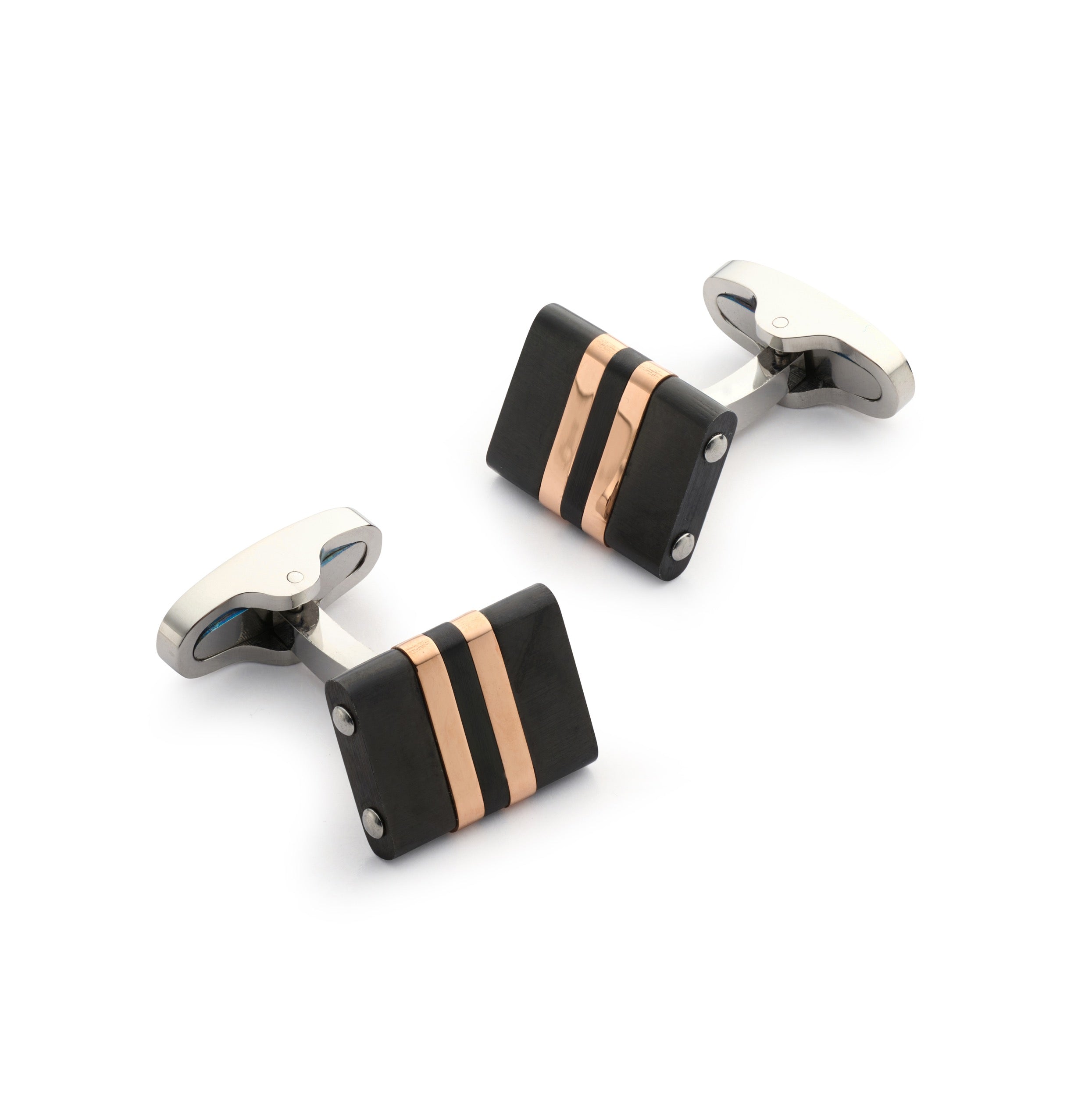 Stratos Cufflinks in Rose Gold & Black cufflinks