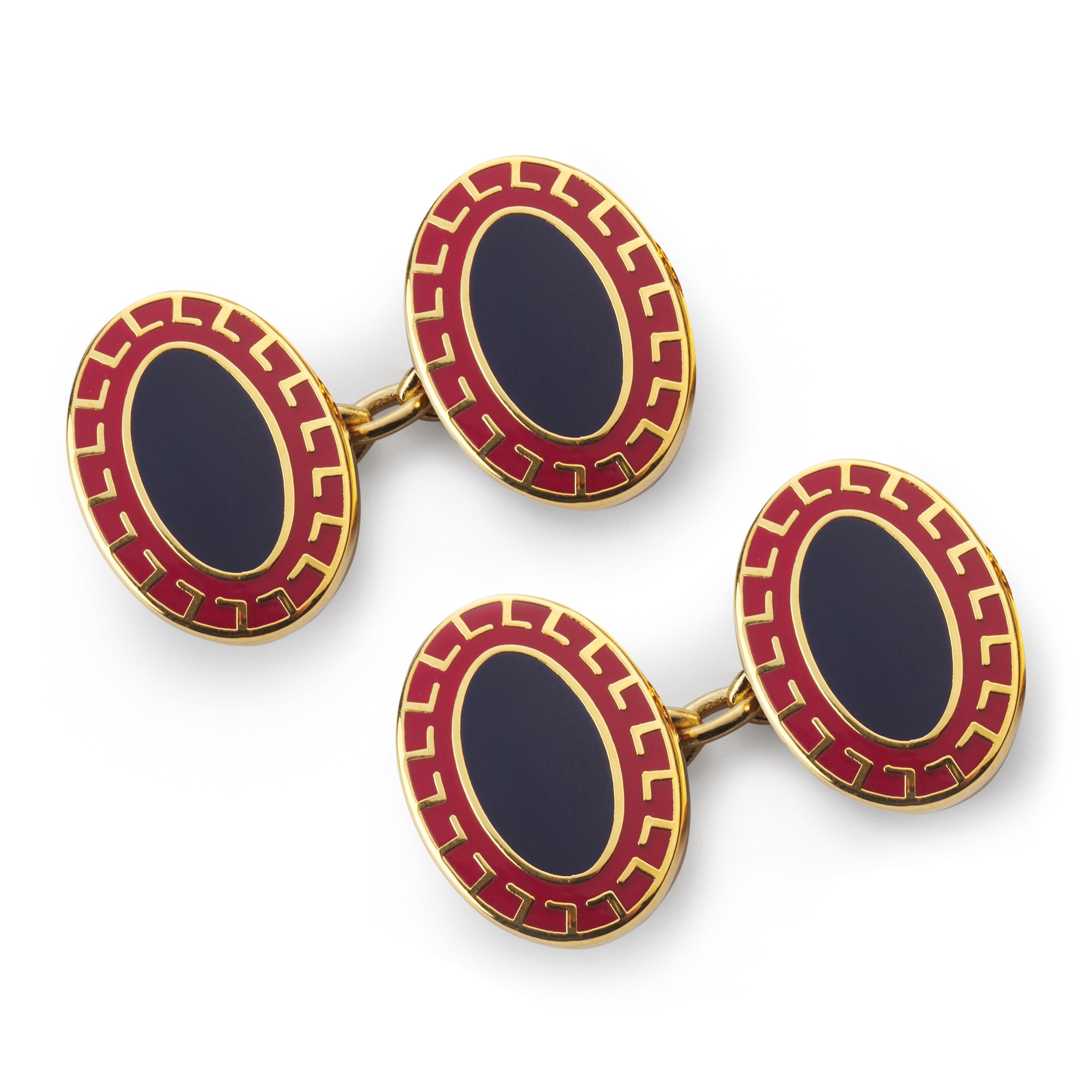 Ornate Chain Cufflinks In Blue And Red