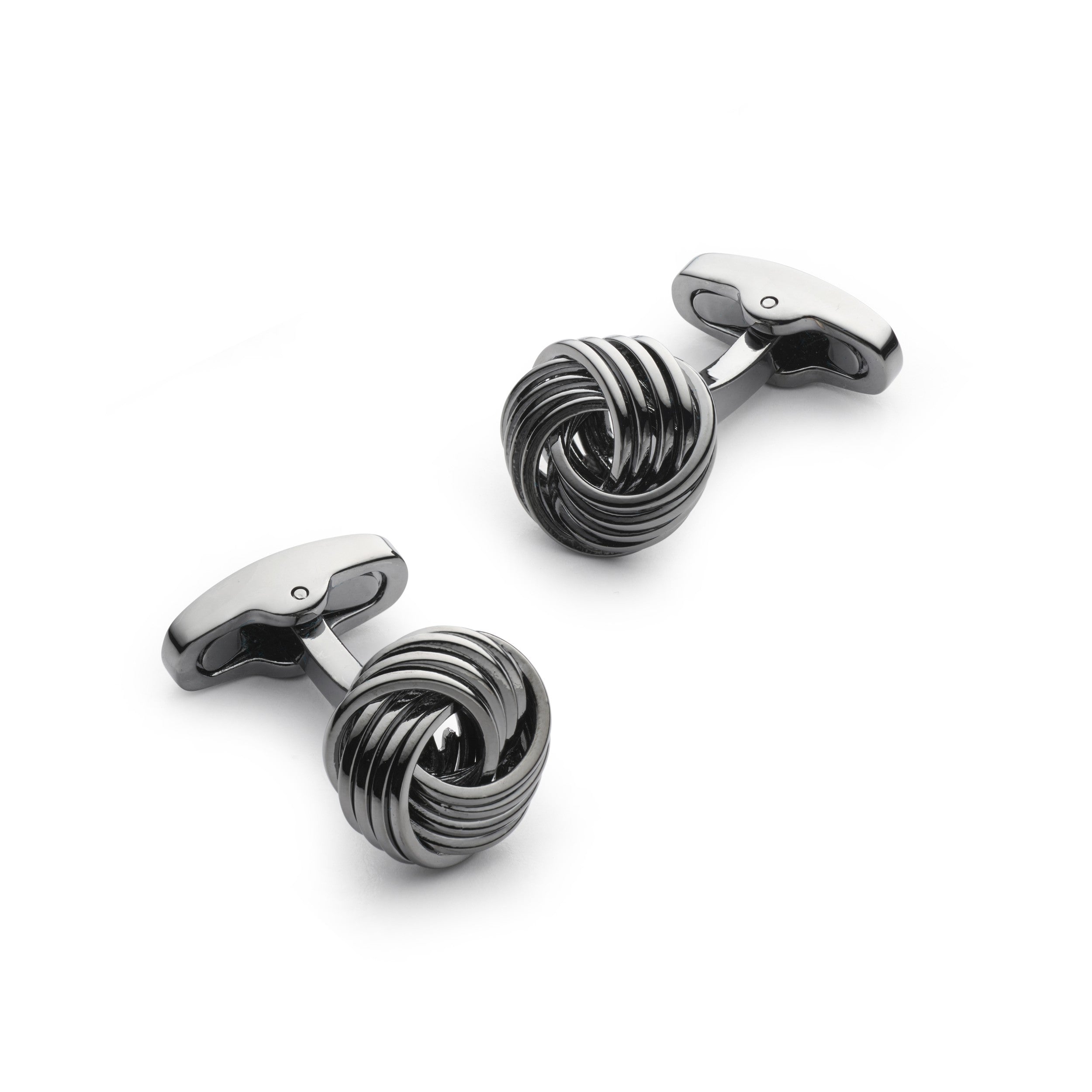 Benson & Clegg knot cufflinks in sleek gunmetal finish