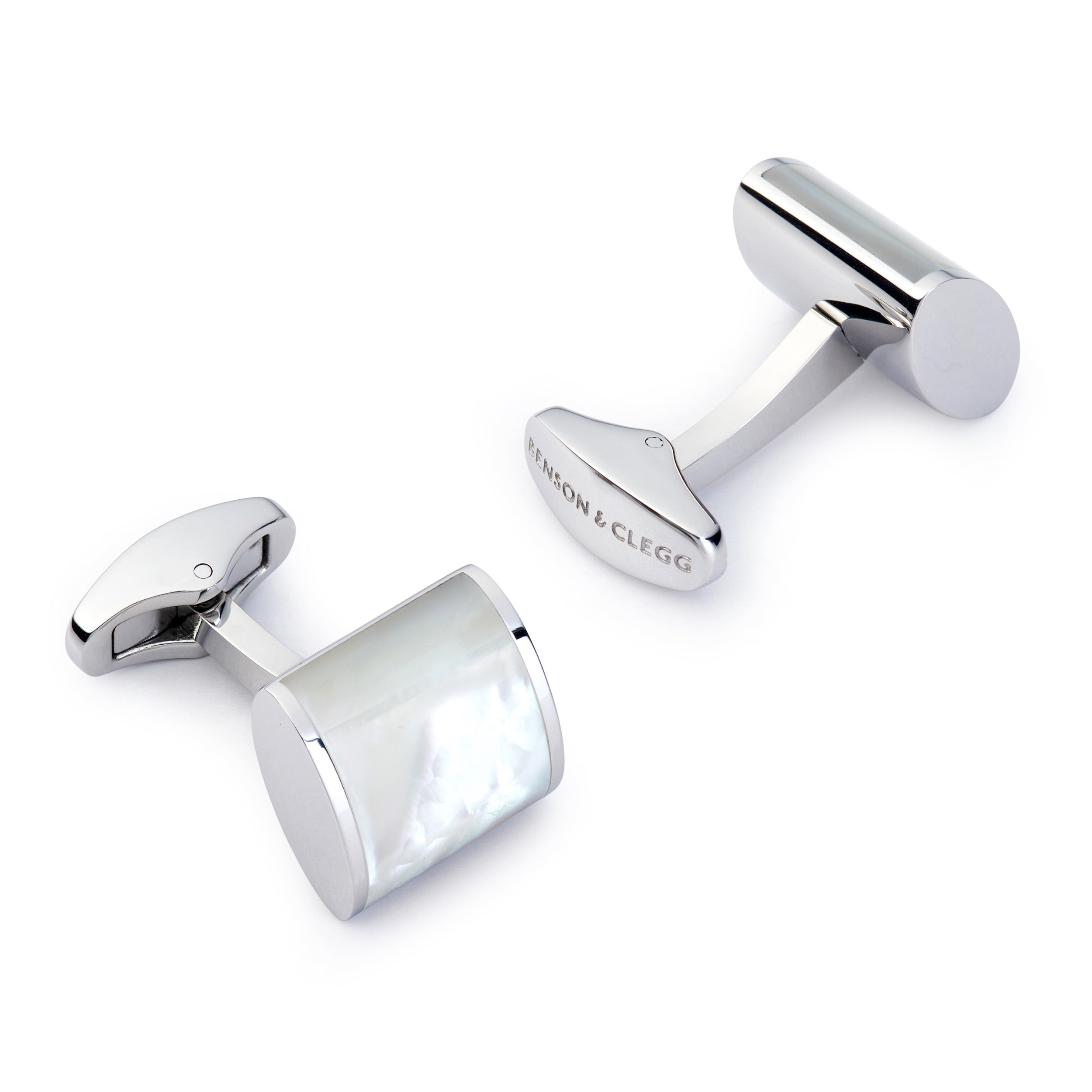 Neo Mother Of Pearl Cufflinks In Silver