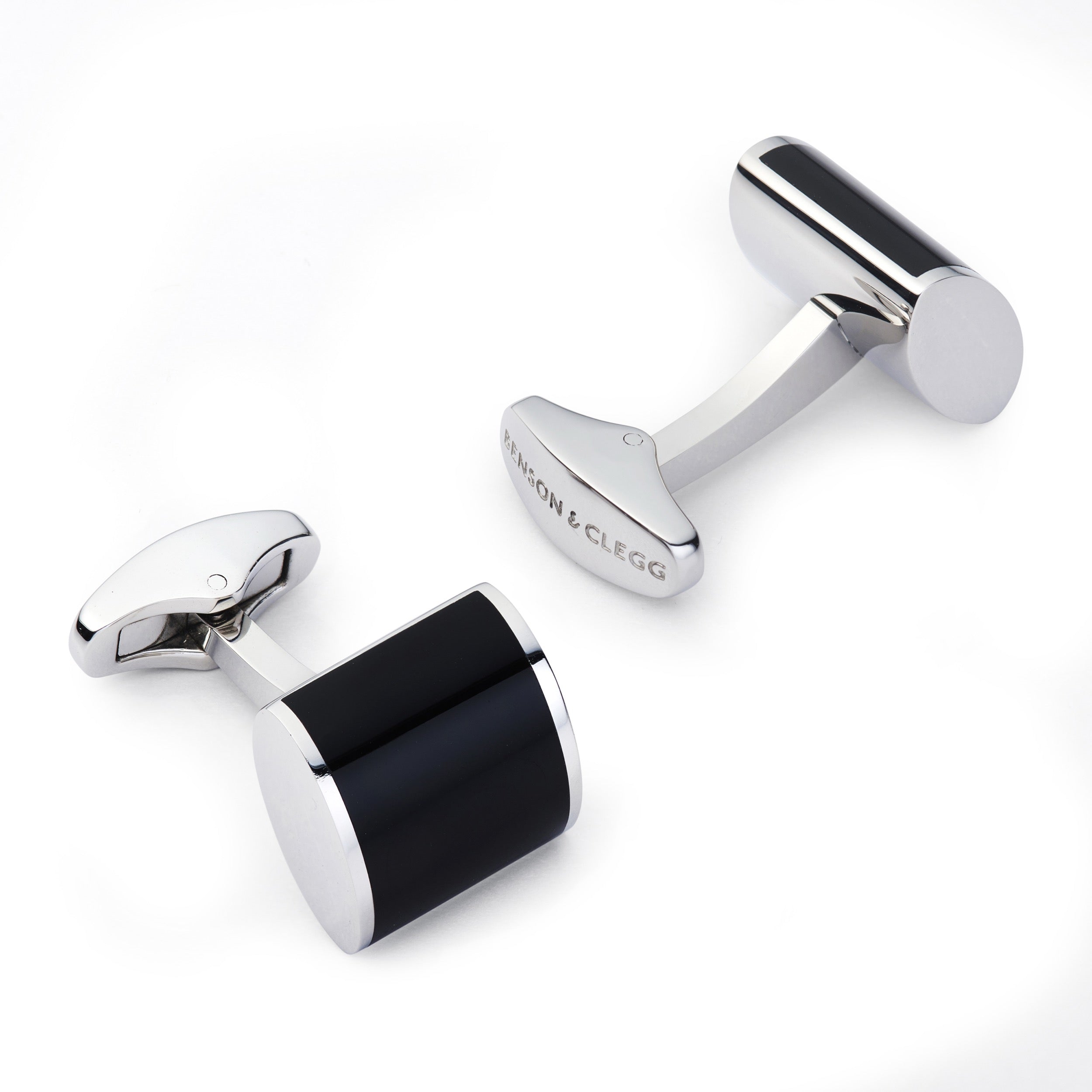 Neo Onyx Cufflinks In Silver