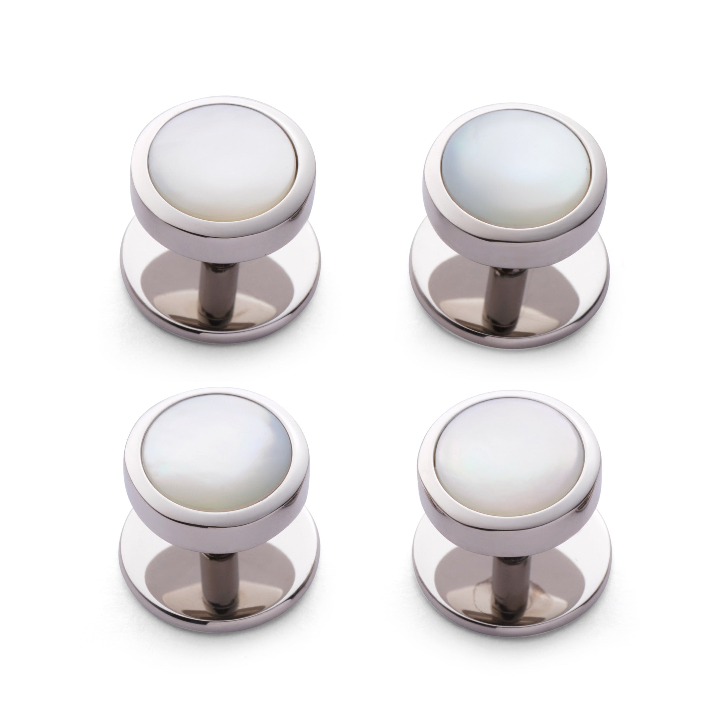 Mother Of Pearl Dress Studs In Silver