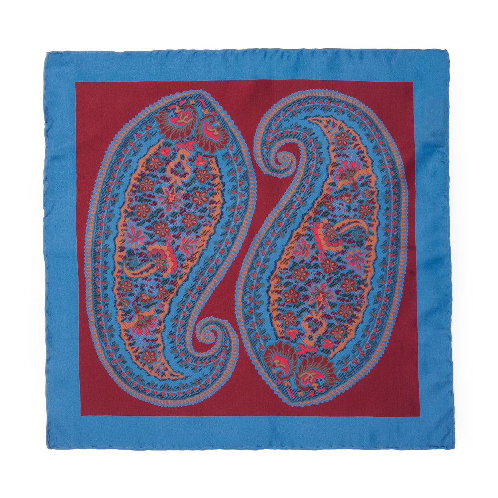 Benson & Clegg Large Fancy Paisley Silk Pocket Square