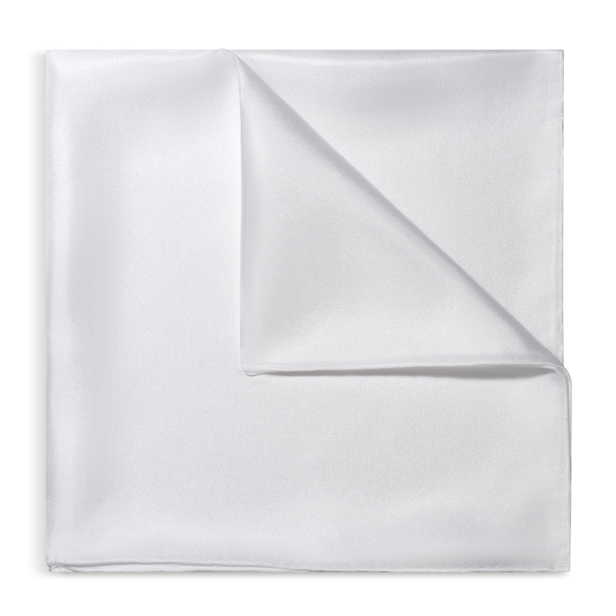 Plain White Silk Pocket Square