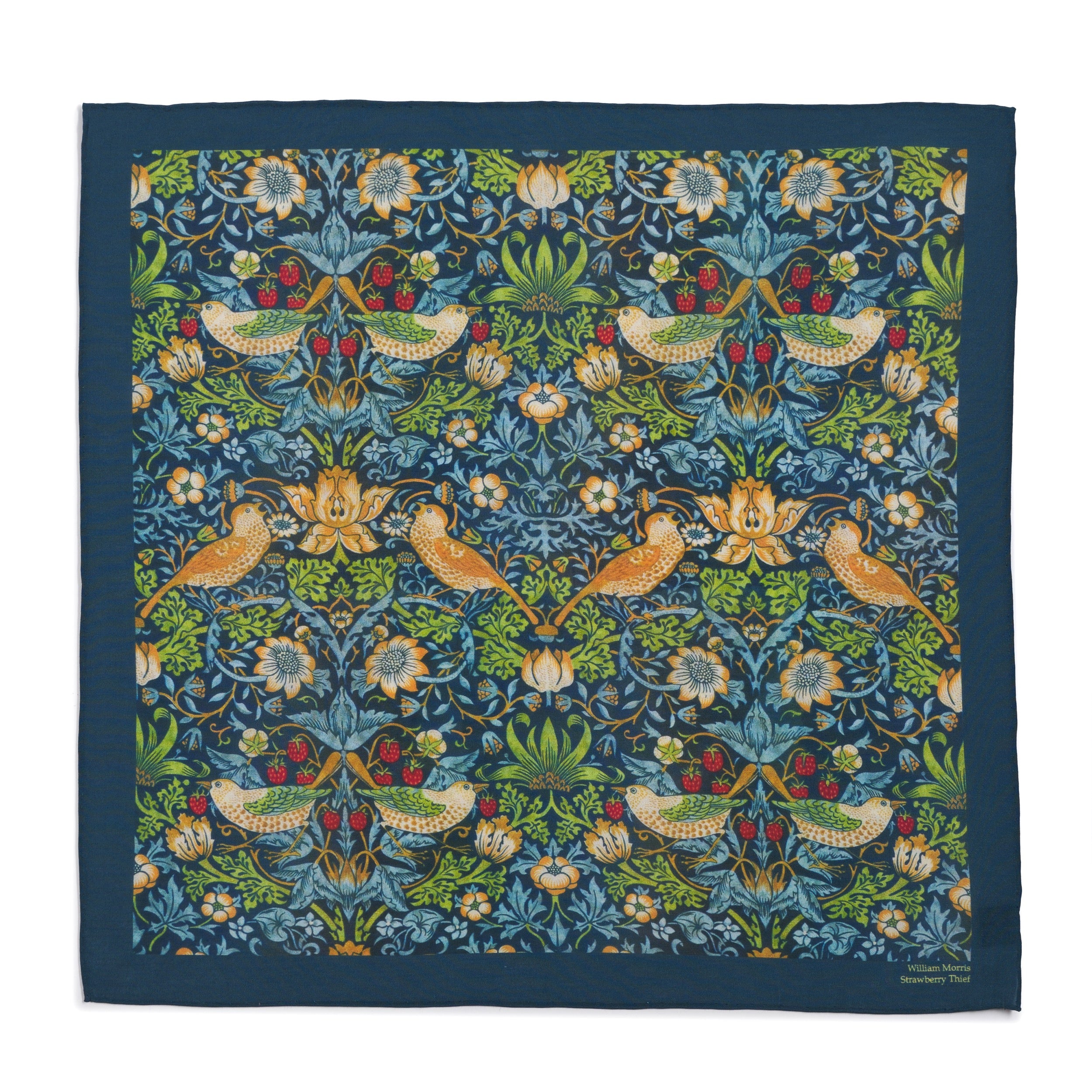William Morris 'Strawberry Thief' Silk Pocket Square In Navy