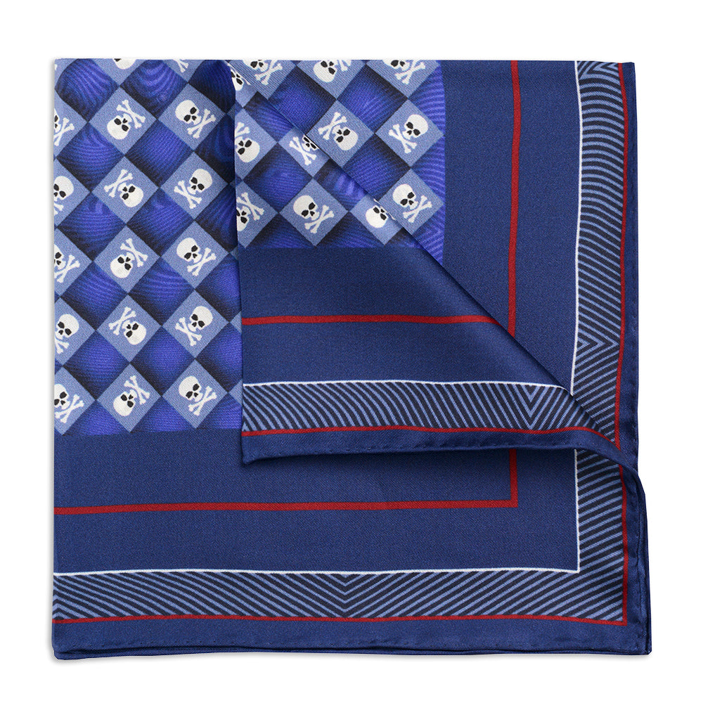 Skull & Crossbones Navy Sea Pocket Square