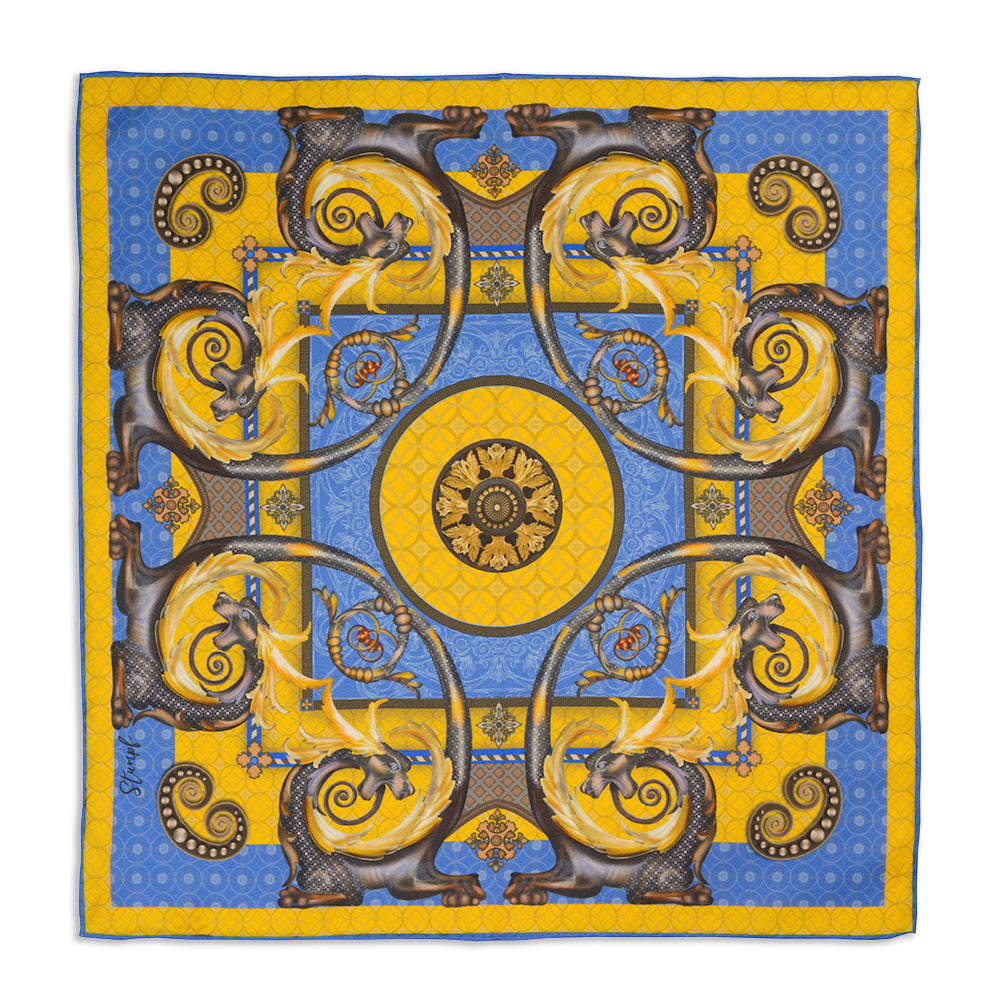 Burlington House Academy Gate Gold Pocket Square