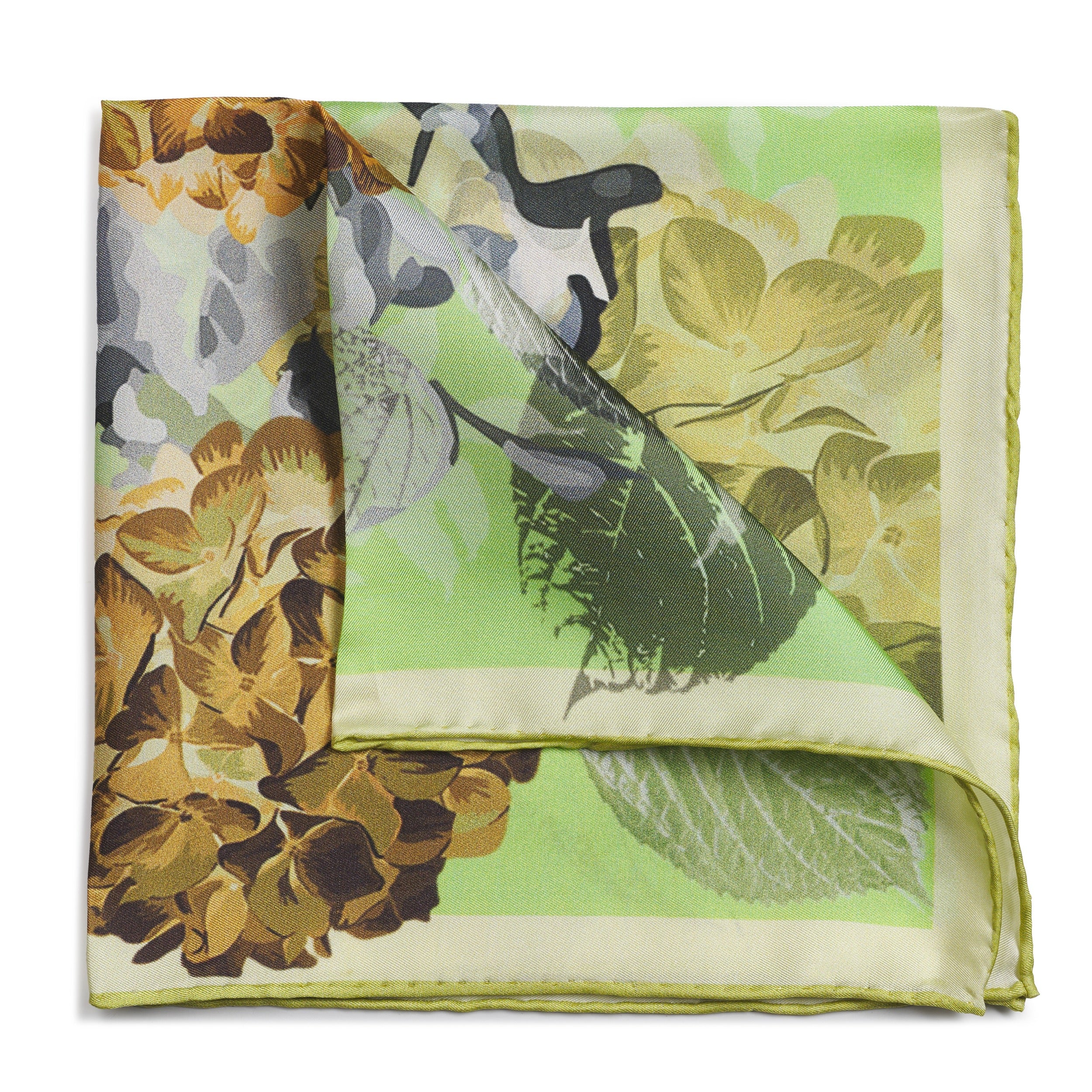 Hydrangea Golden Pocket Square