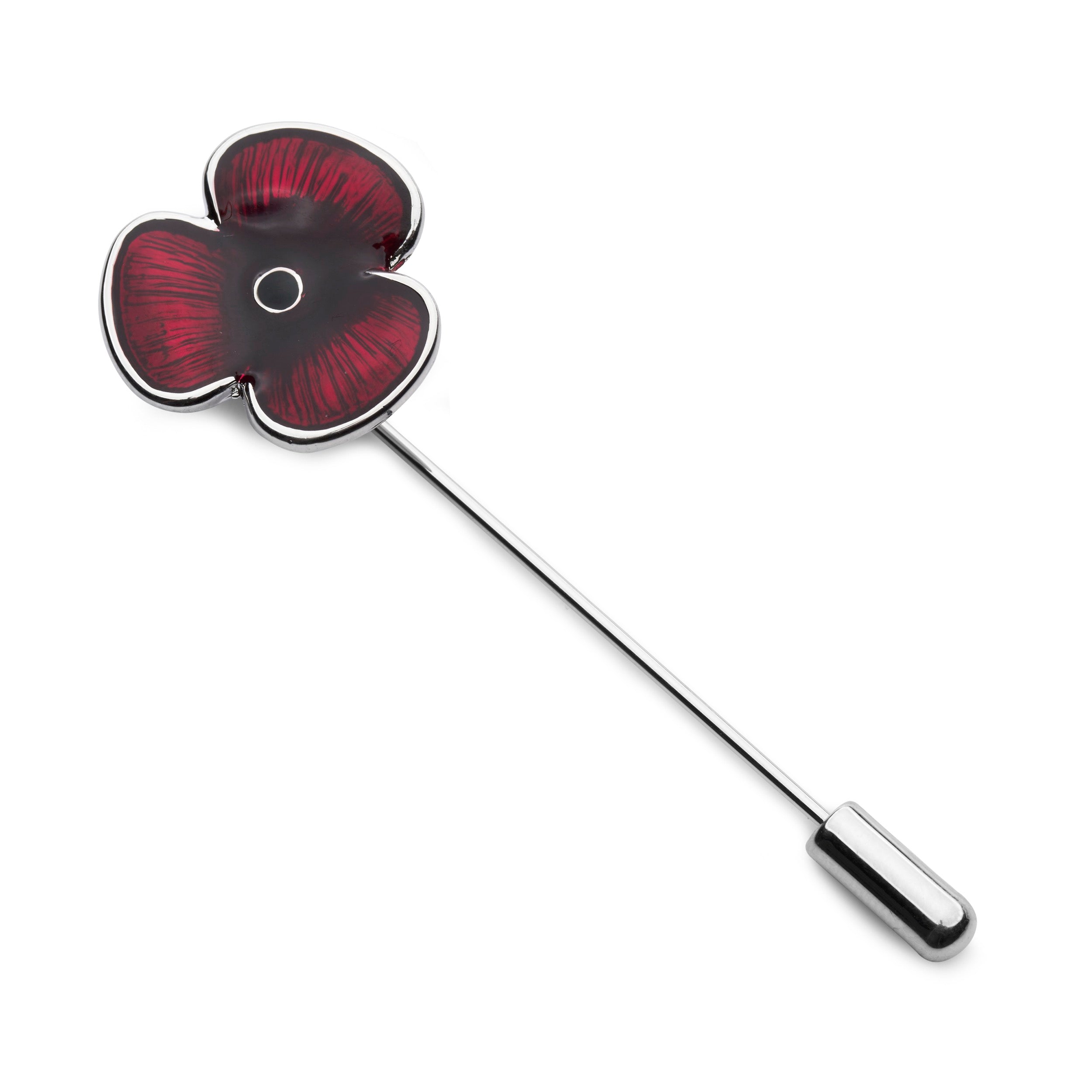 Poppy In Red Enamel Lapel Pin