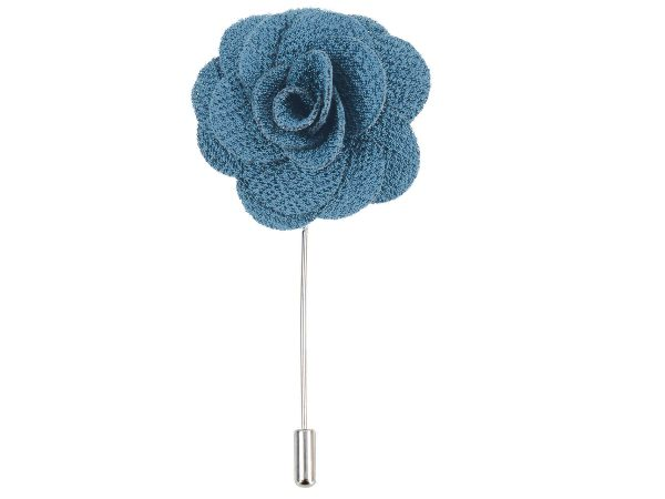 Boutonniere In Steel Blue Silk (lapel flower) by Benson & Clegg