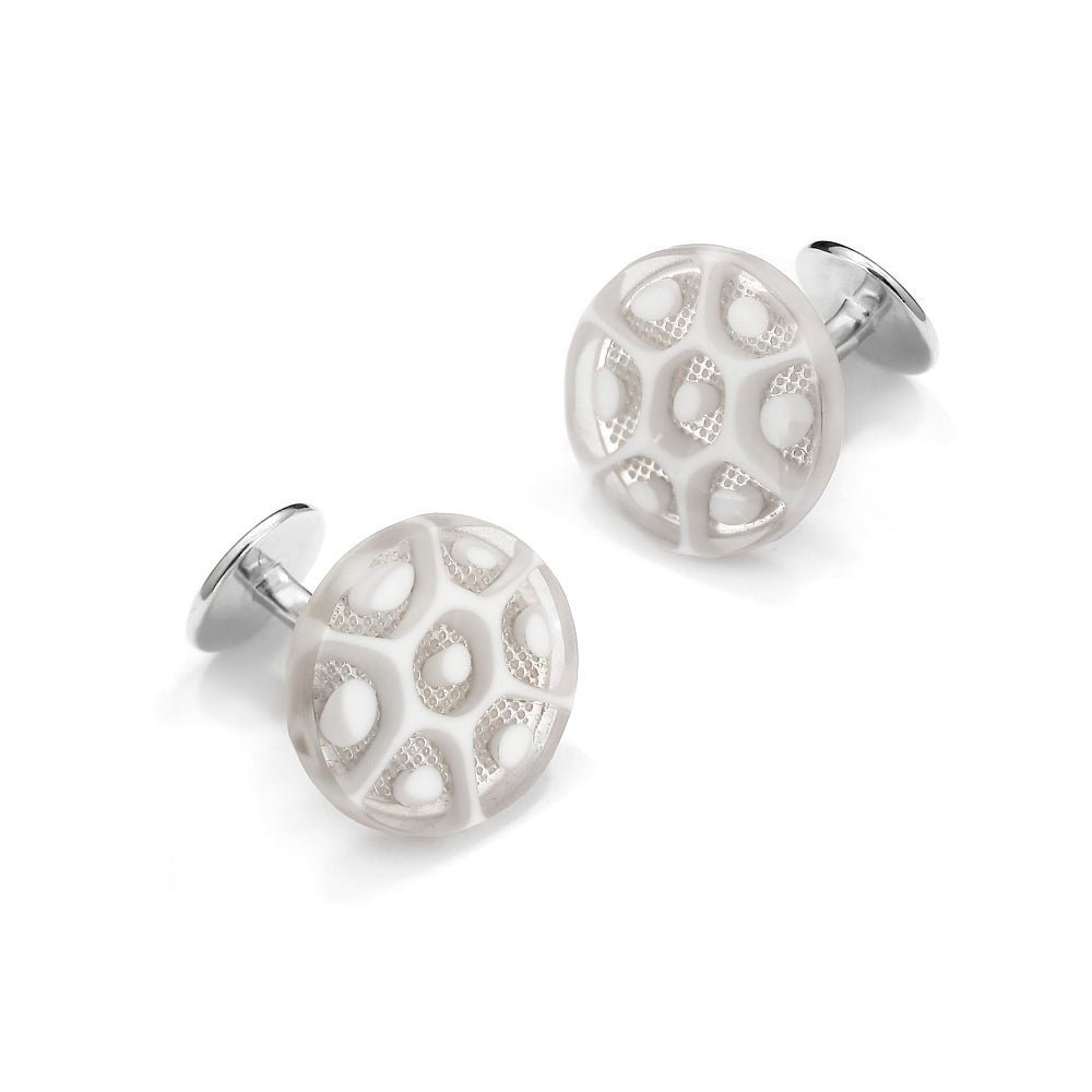 Murano Glass 'Vetro Bianco' Cufflinks With Sterling Silver