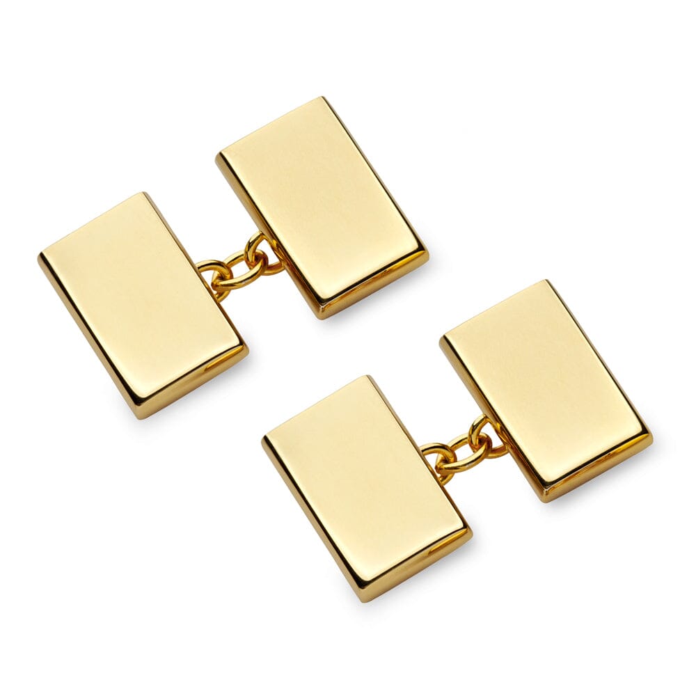 Sterling Silver & 9ct Gold Rectangle Chain Cufflinks Cufflinks Benson & Clegg 