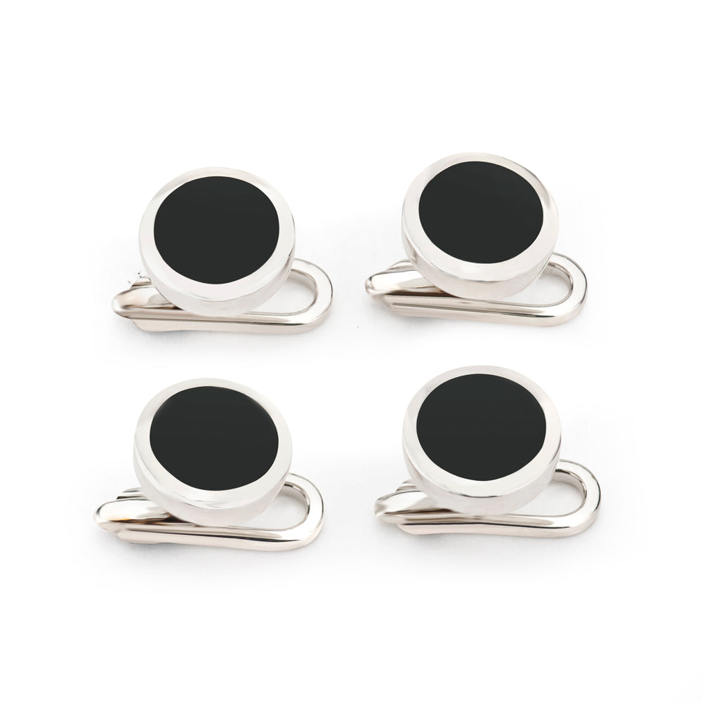 Sterling Silver And Onyx Dress Studs