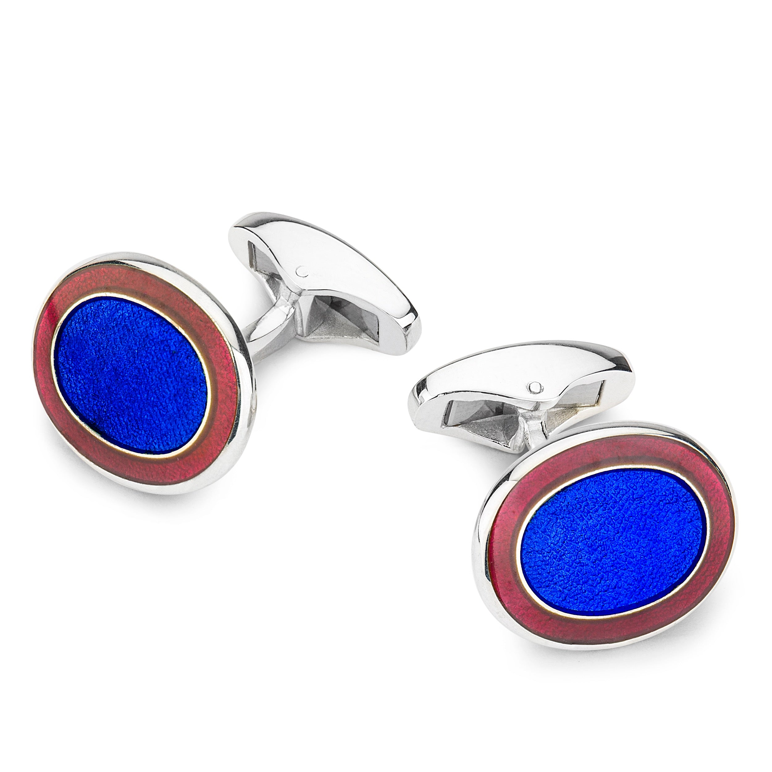 Oval Cloisonne Sterling Silver Cufflinks In Blue