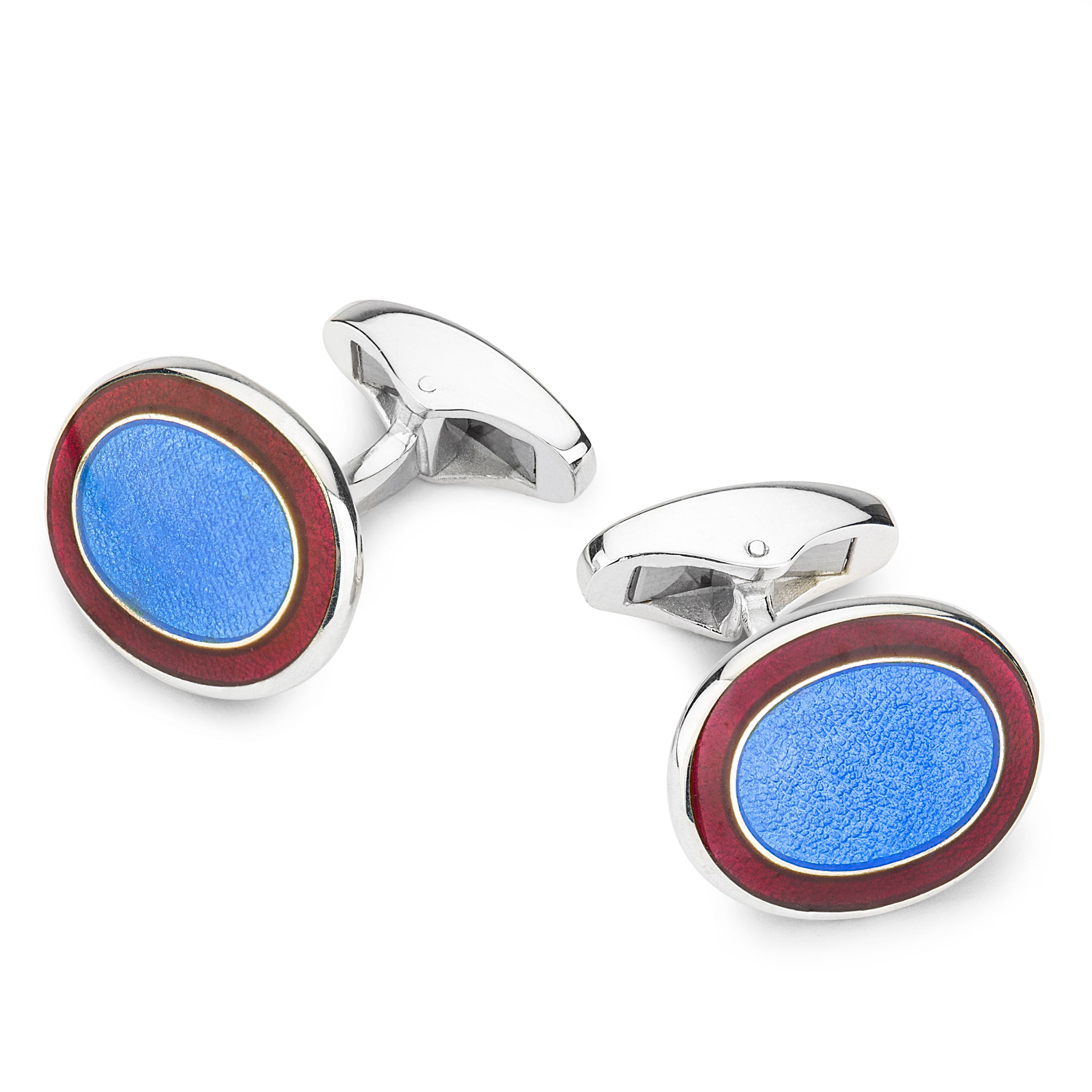Oval Cloisonne Sterling Silver Cufflinks In Sky Blue
