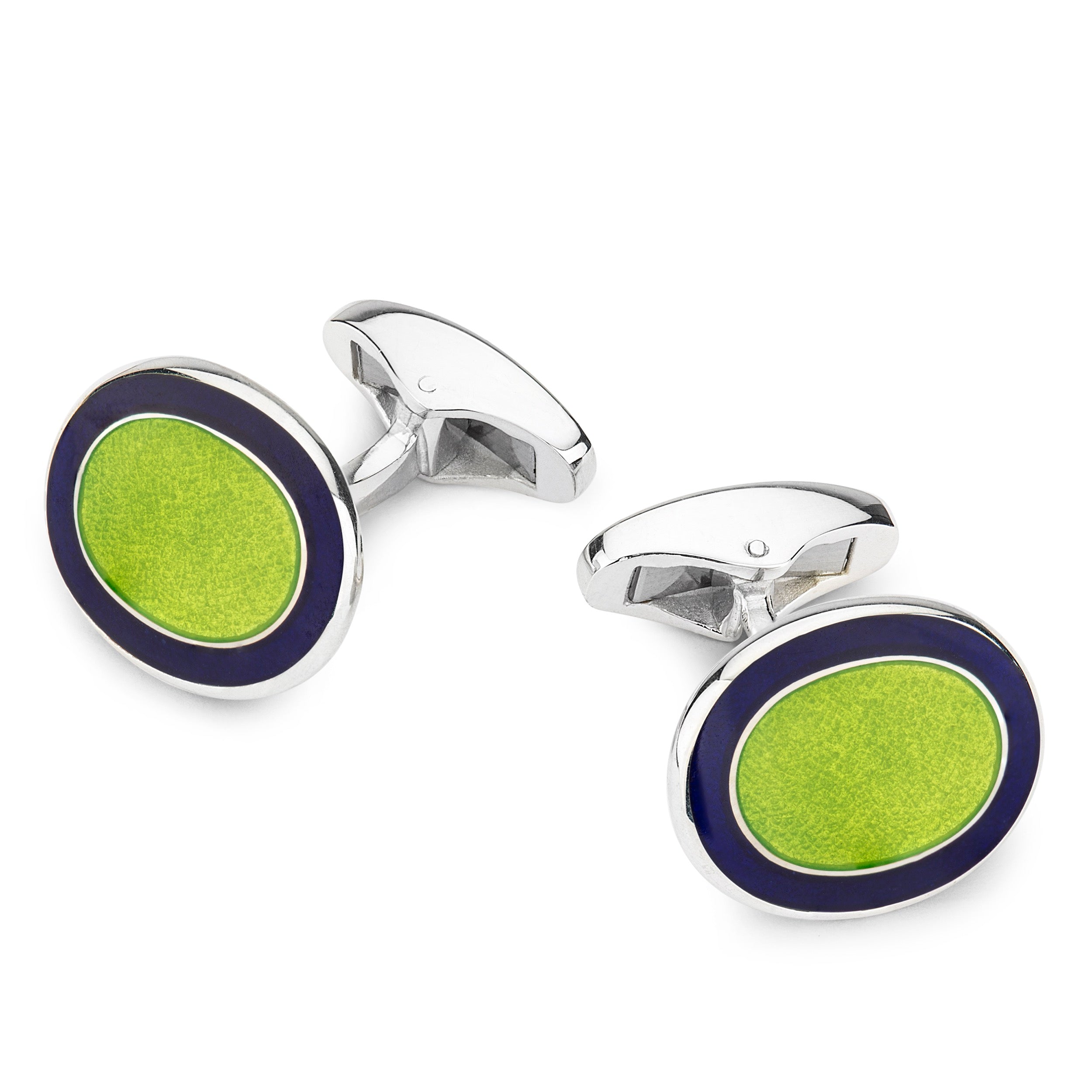 Oval Cloisonne Sterling Silver Cufflinks In Green