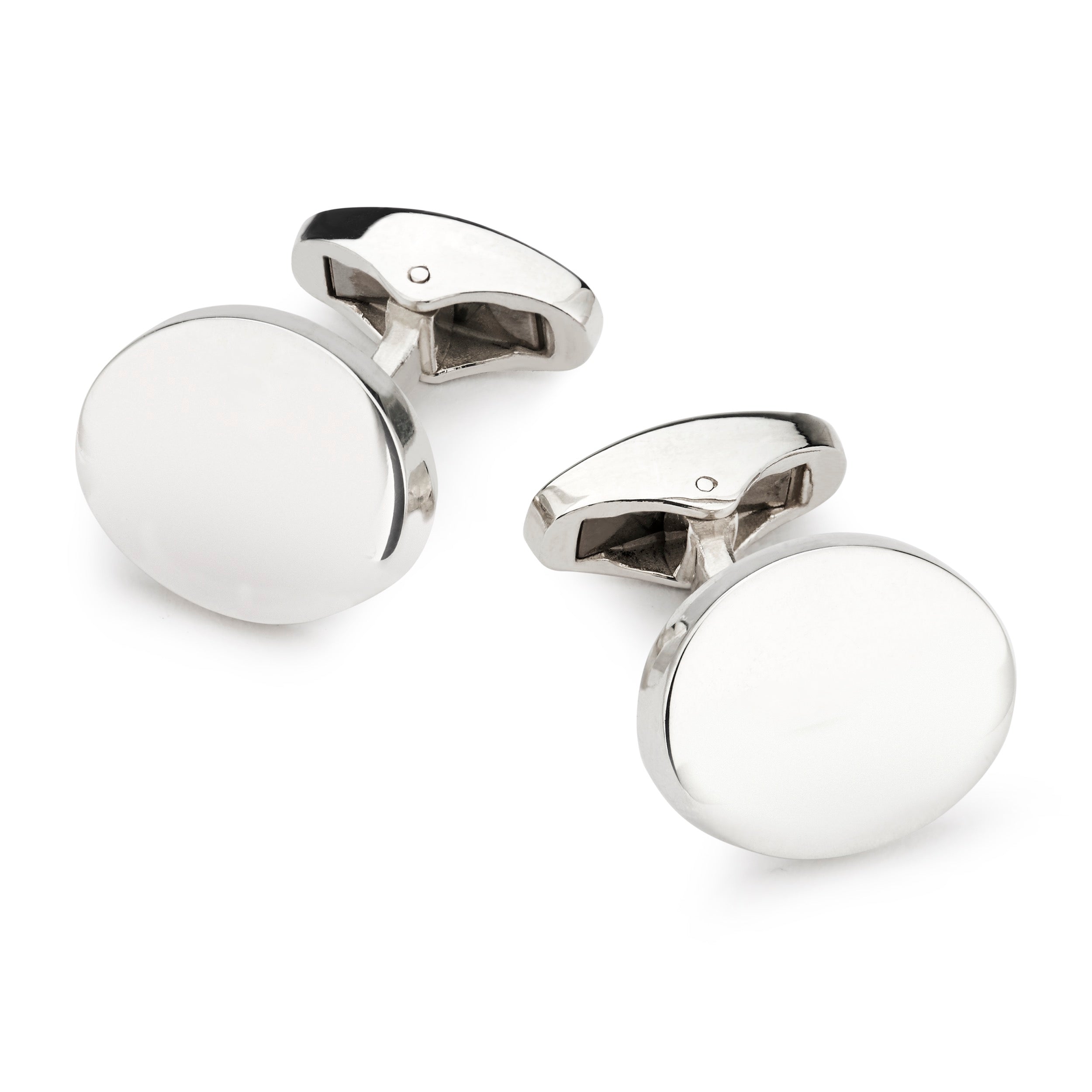 Curved Oval Sterling Silver Cufflinks