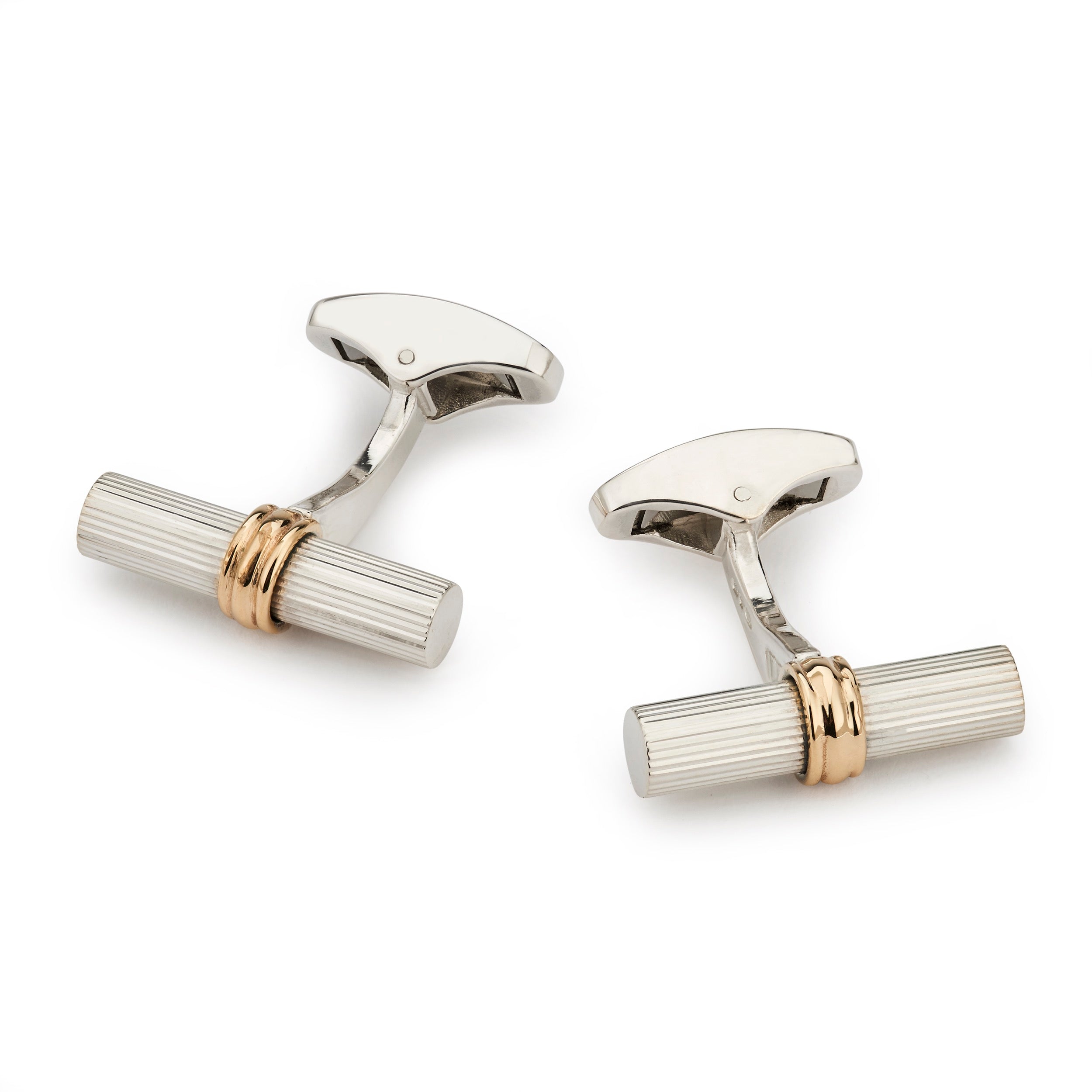 Sterling Silver Baton With 9ct Gold Ring Cufflinks