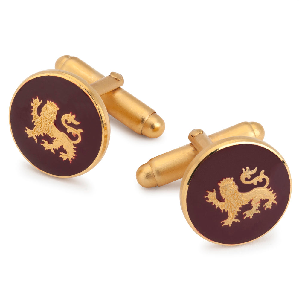 Lion Passant Guardant Enamel Cufflinks In Red