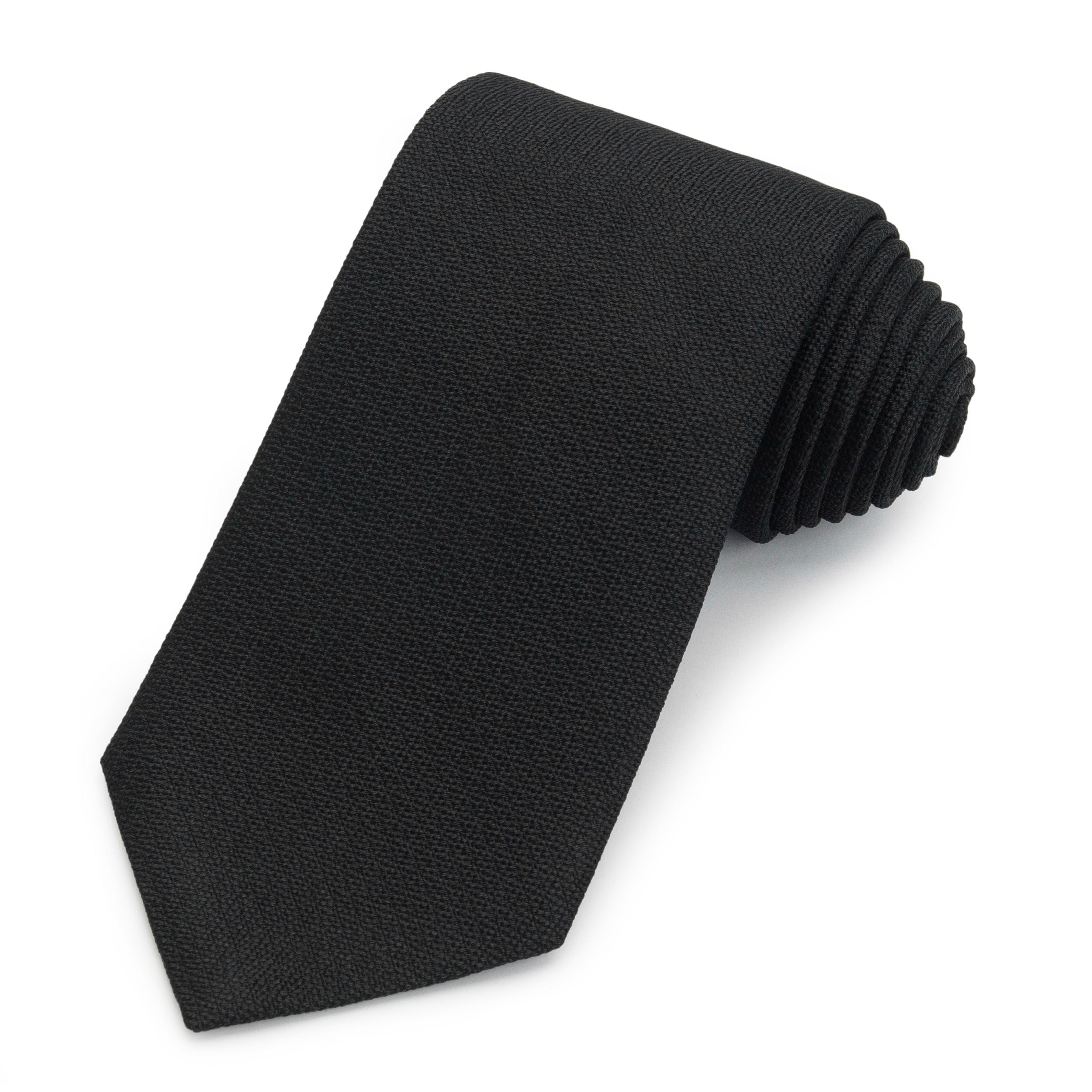 Black Three-Fold Silk Tie In Non-Crease Weave