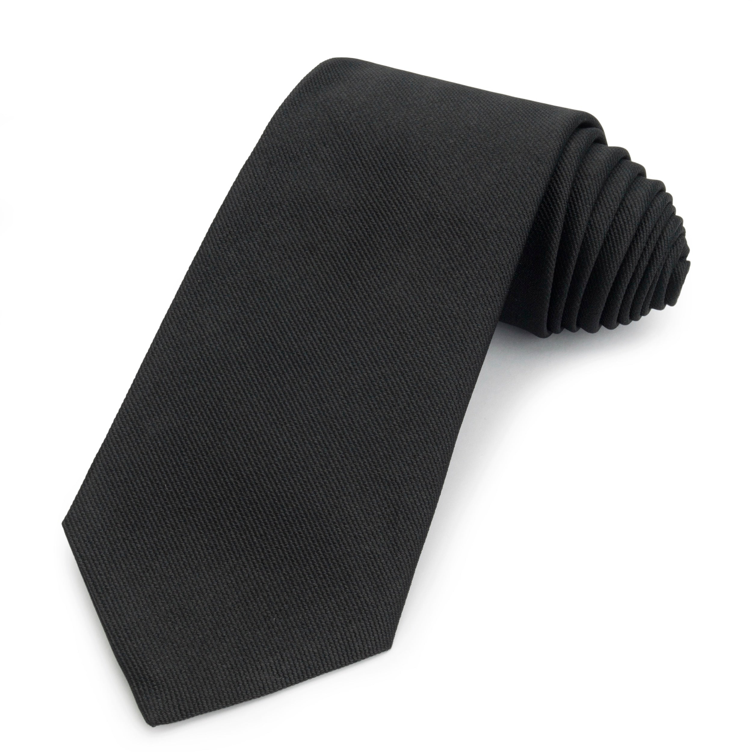Black Three-Fold Silk Reppe Tie
