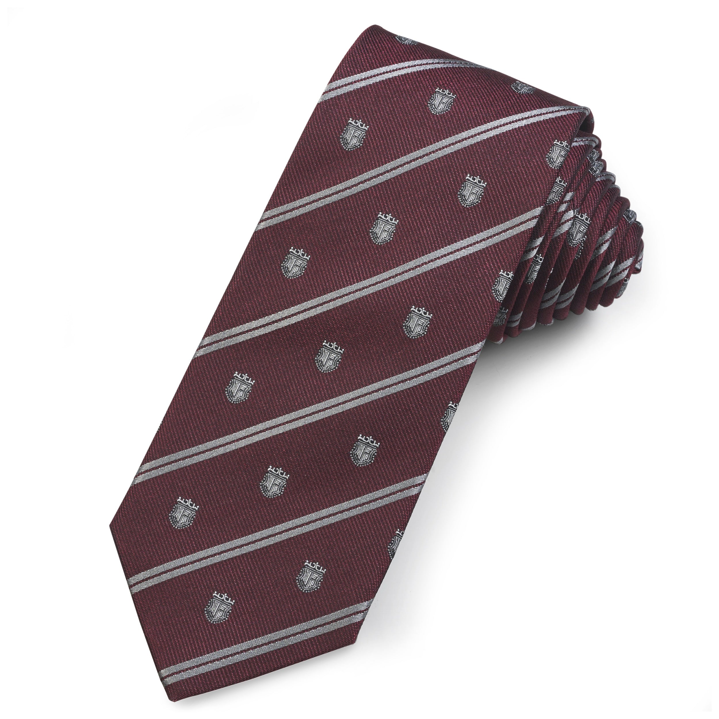 Crest In Silver Silk Reppe Tie