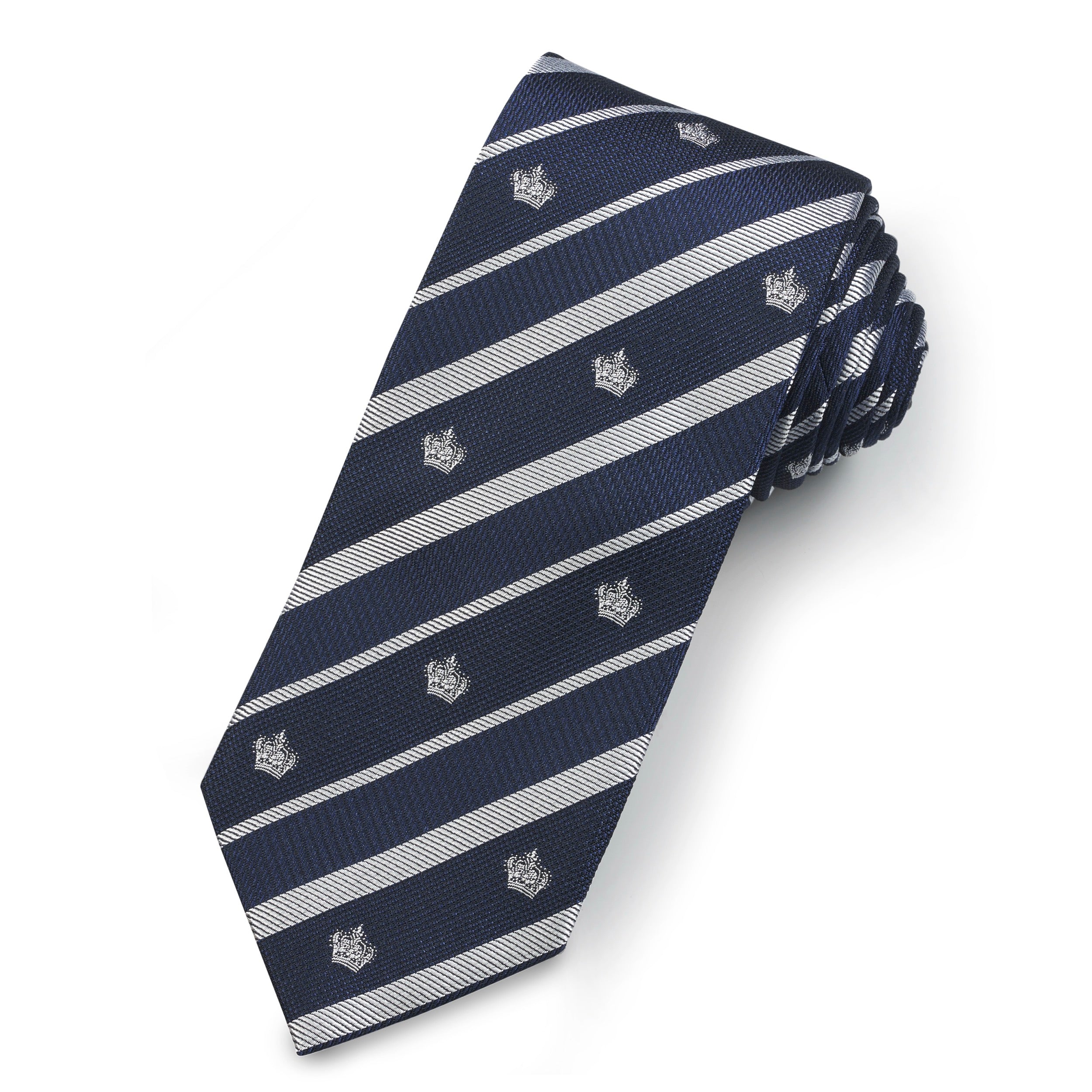 Crown In Silver Silk Reppe Tie