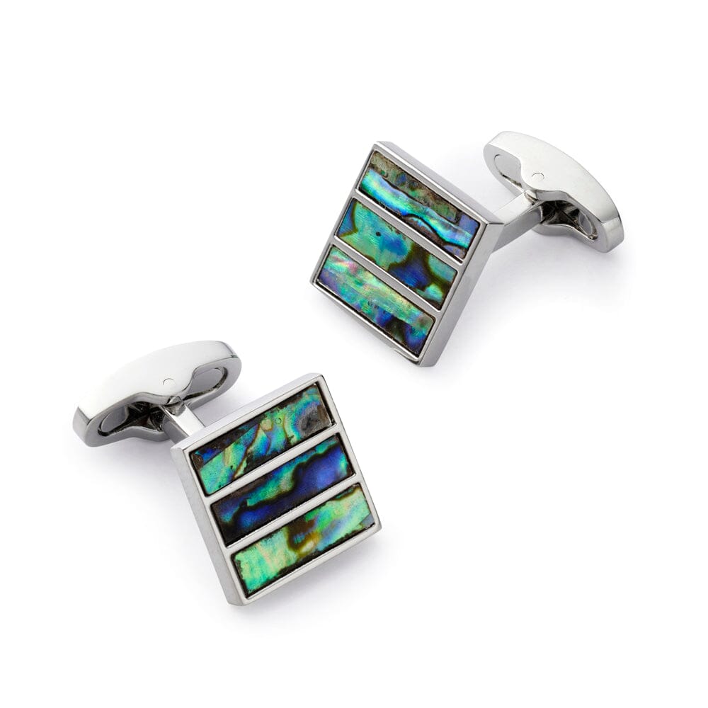 Triptych Cufflinks In Blue Green Mother Of Pearl Cufflinks Benson & Clegg 