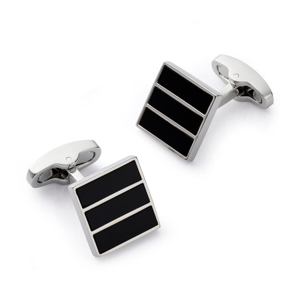 Triptych Cufflinks In Onyx Cufflinks Benson & Clegg 