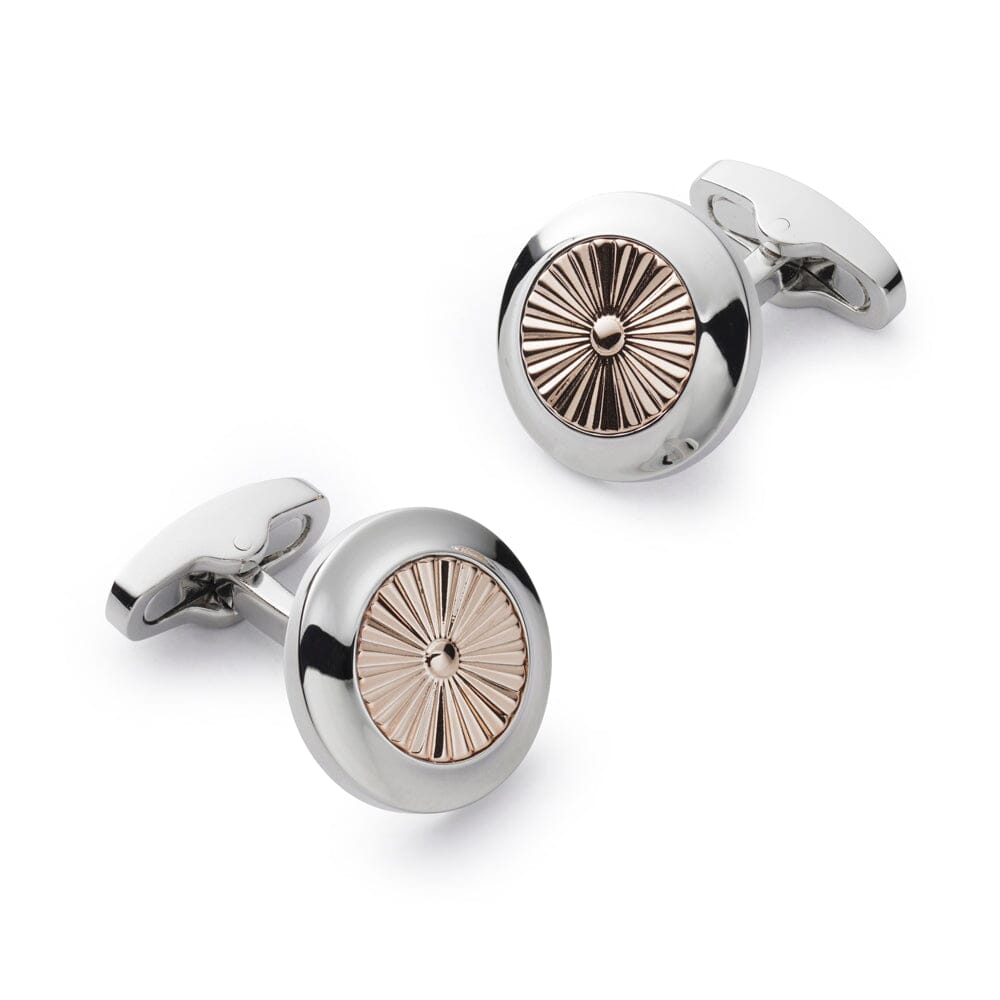 Turbine Cufflinks In Rose Gold Cufflinks Benson & Clegg 