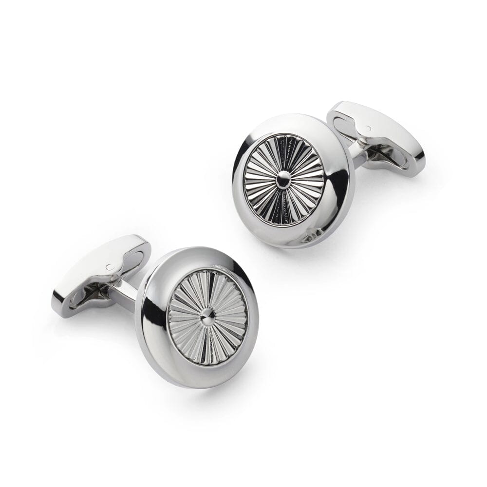 Turbine Cufflinks In Silver Cufflinks Benson & Clegg 