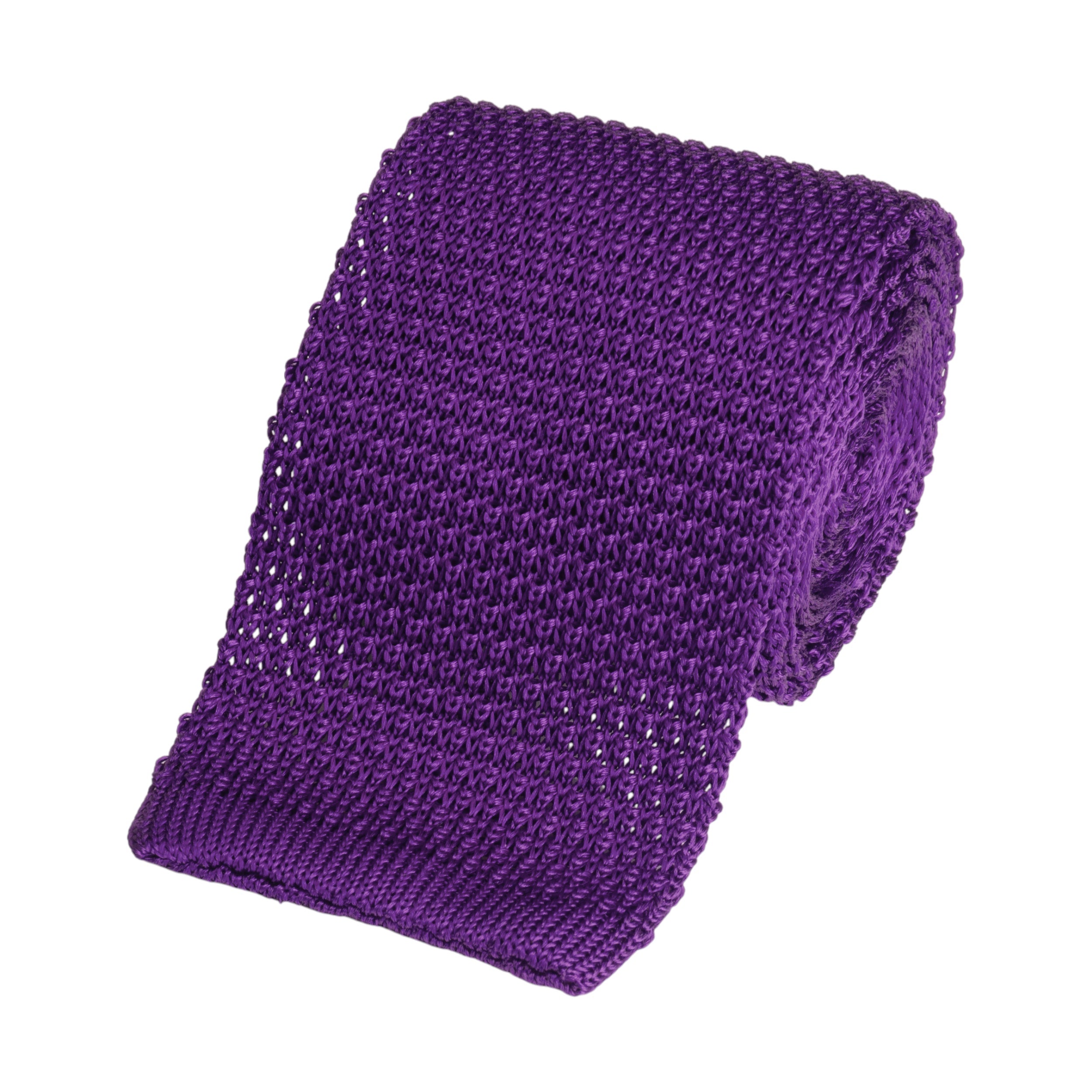 Knitted Silk Tie In Purple