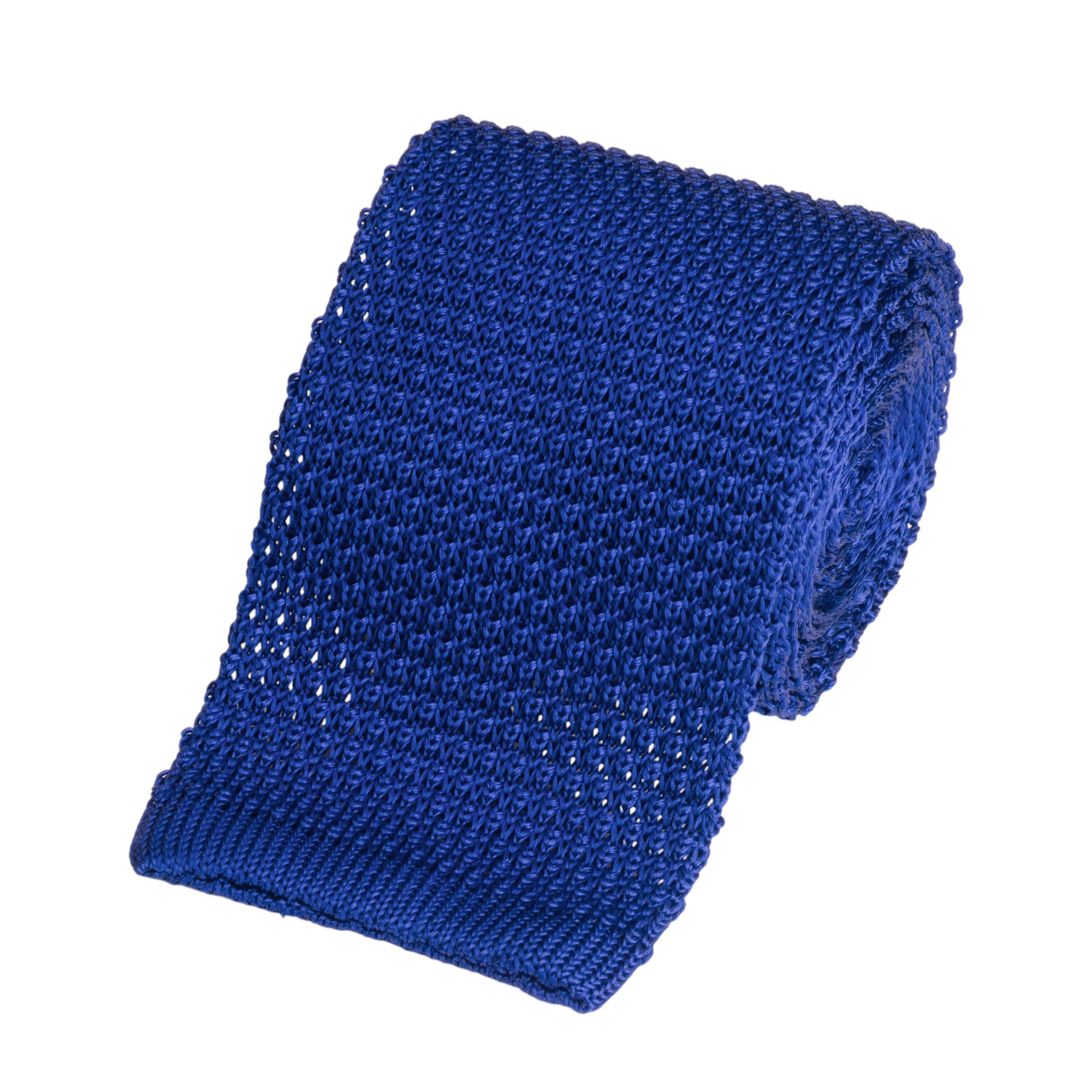 Knitted Silk Tie In Royal Blue