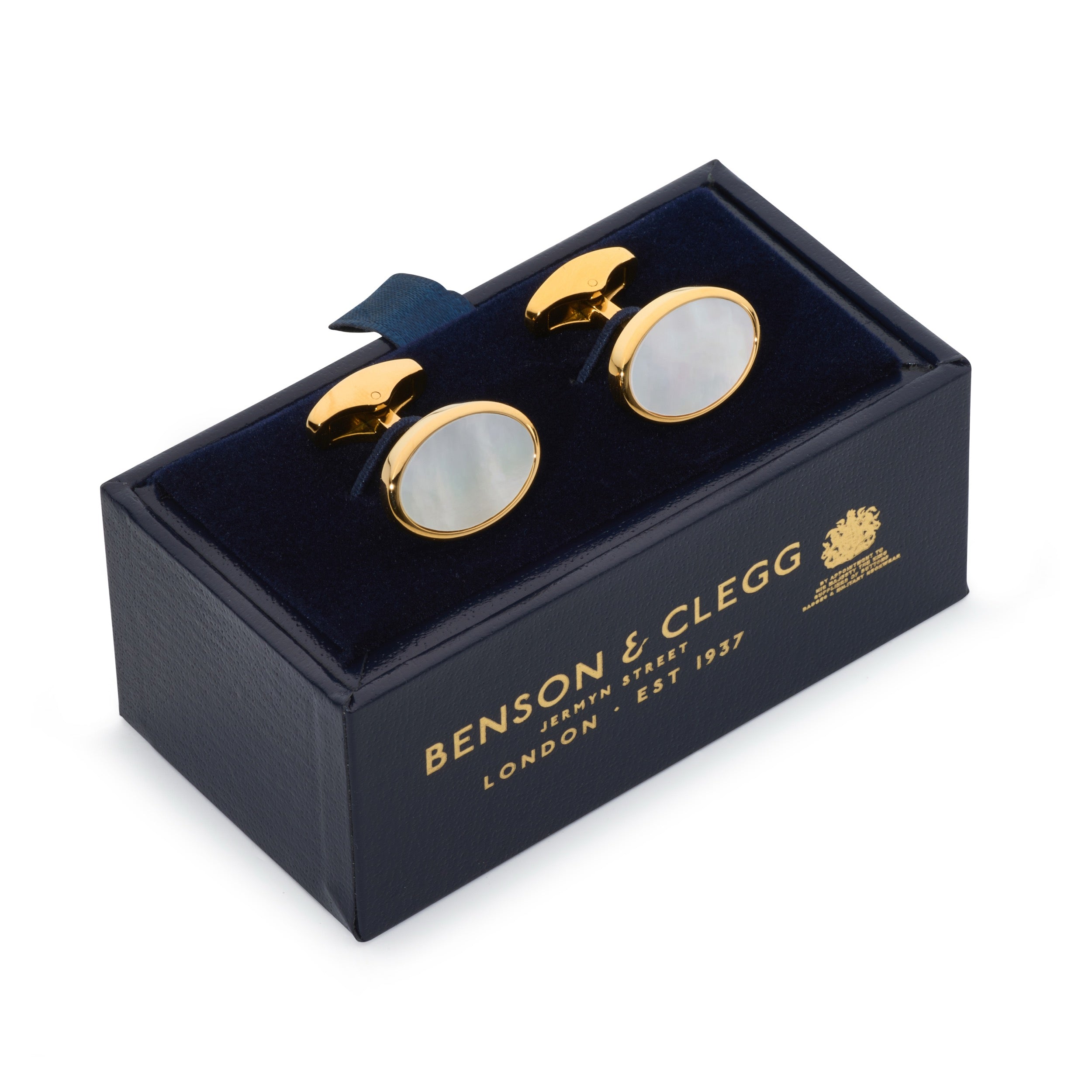 Mother Of Pearl Oval Cufflinks In Gold