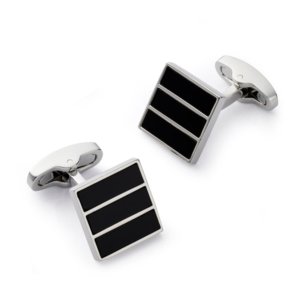 Benson & Clegg Triptych Cufflinks In Onyx